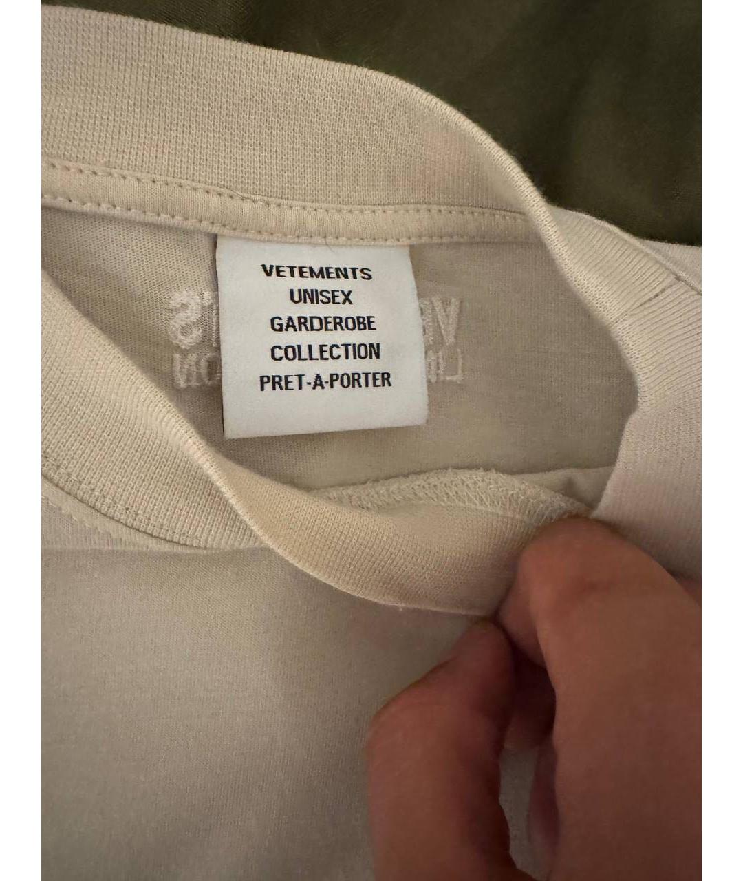 VETEMENTS Бежевая хлопковая футболка, фото 4