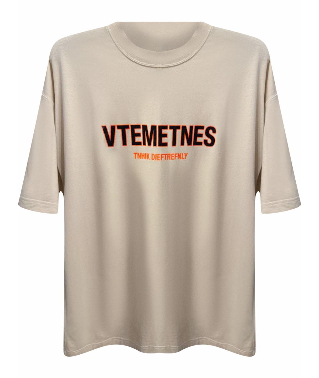 VETEMENTS Бежевая хлопковая футболка, фото 1