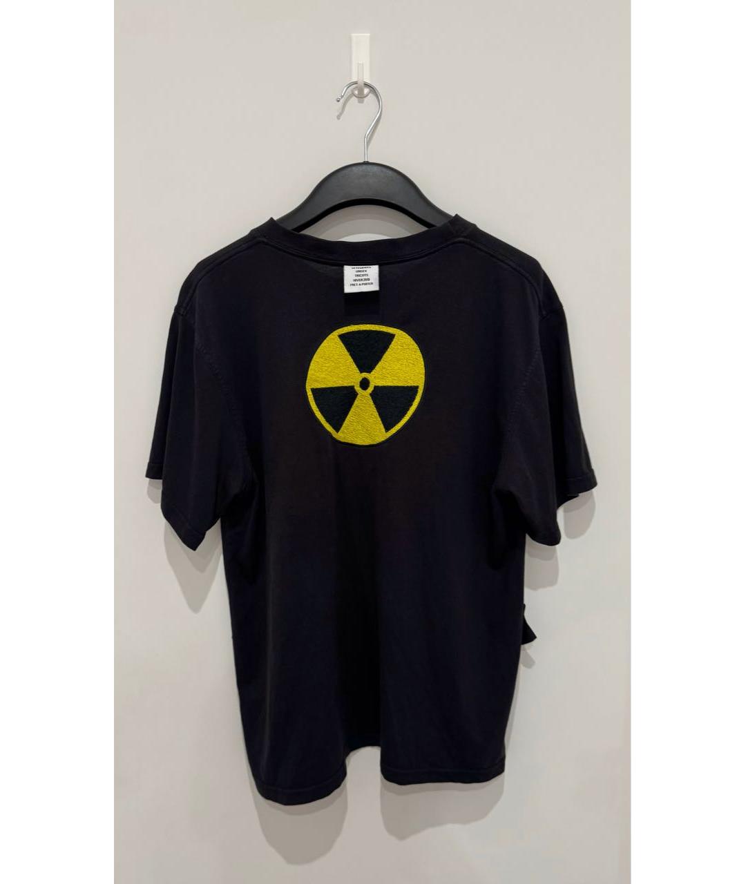 VETEMENTS Черная хлопковая футболка, фото 3