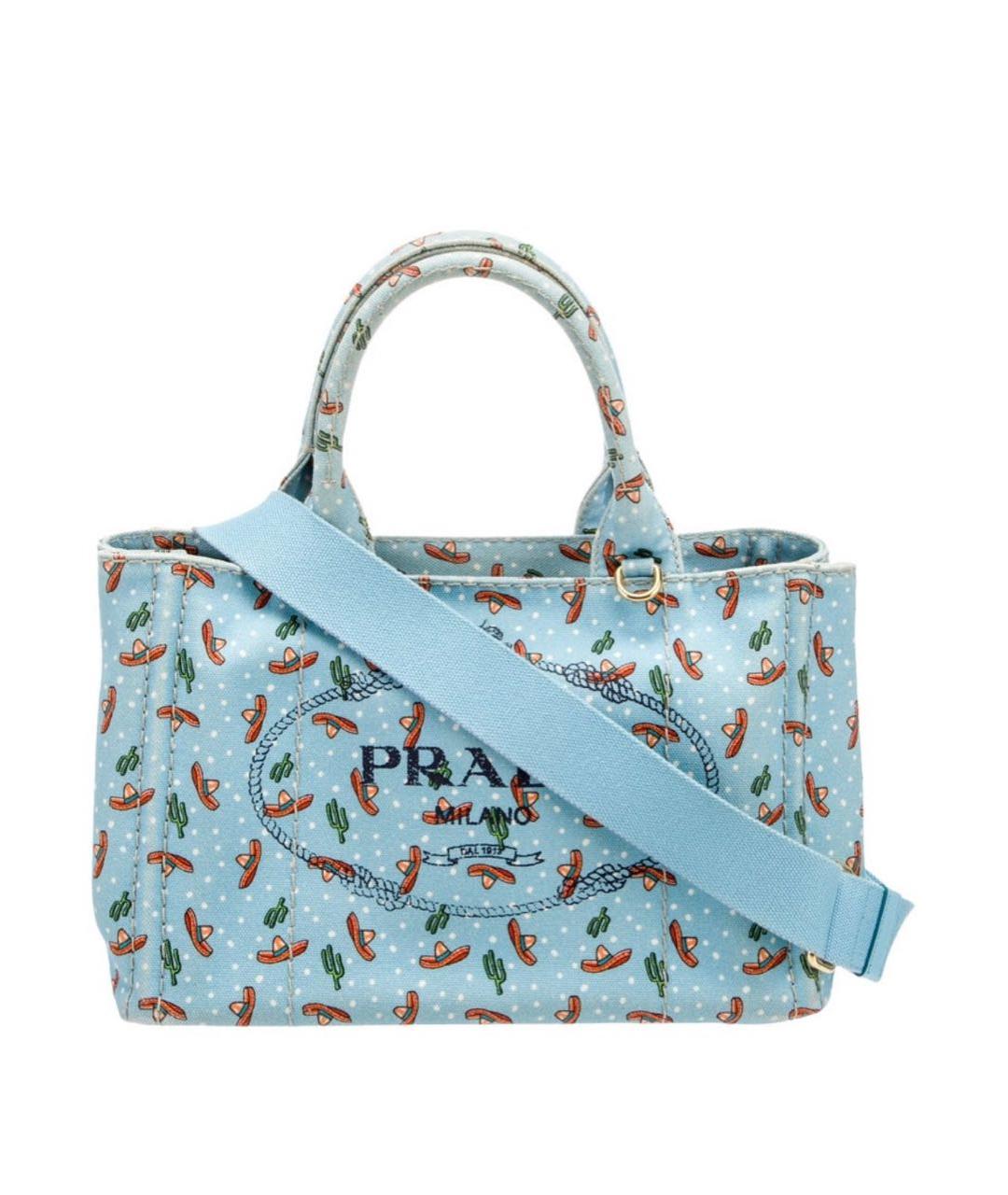 PRADA Голубая тканевая сумка через плечо, фото 1