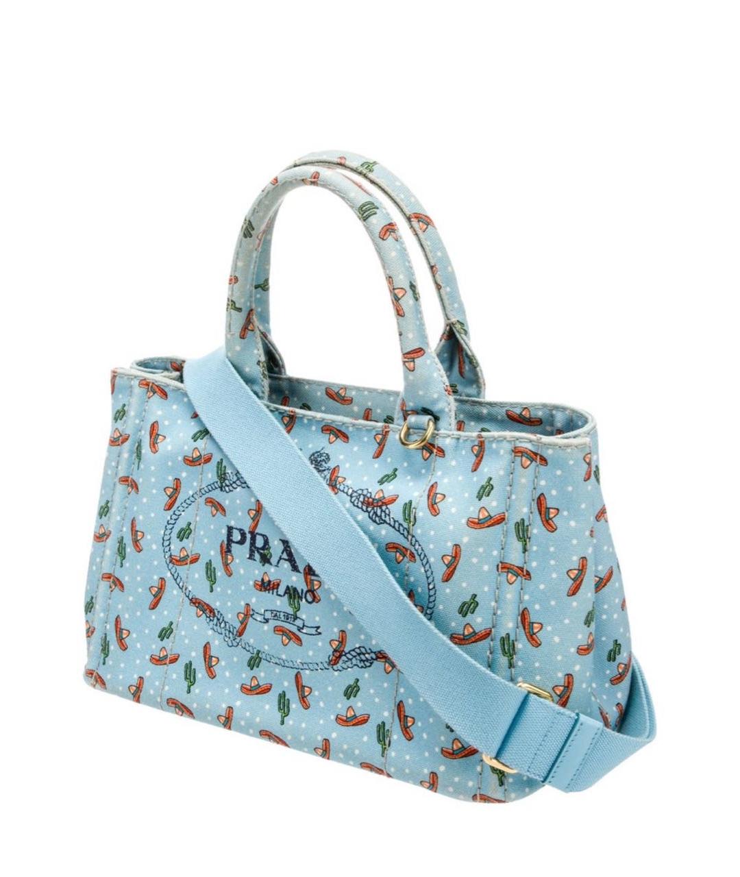 PRADA Голубая тканевая сумка через плечо, фото 2