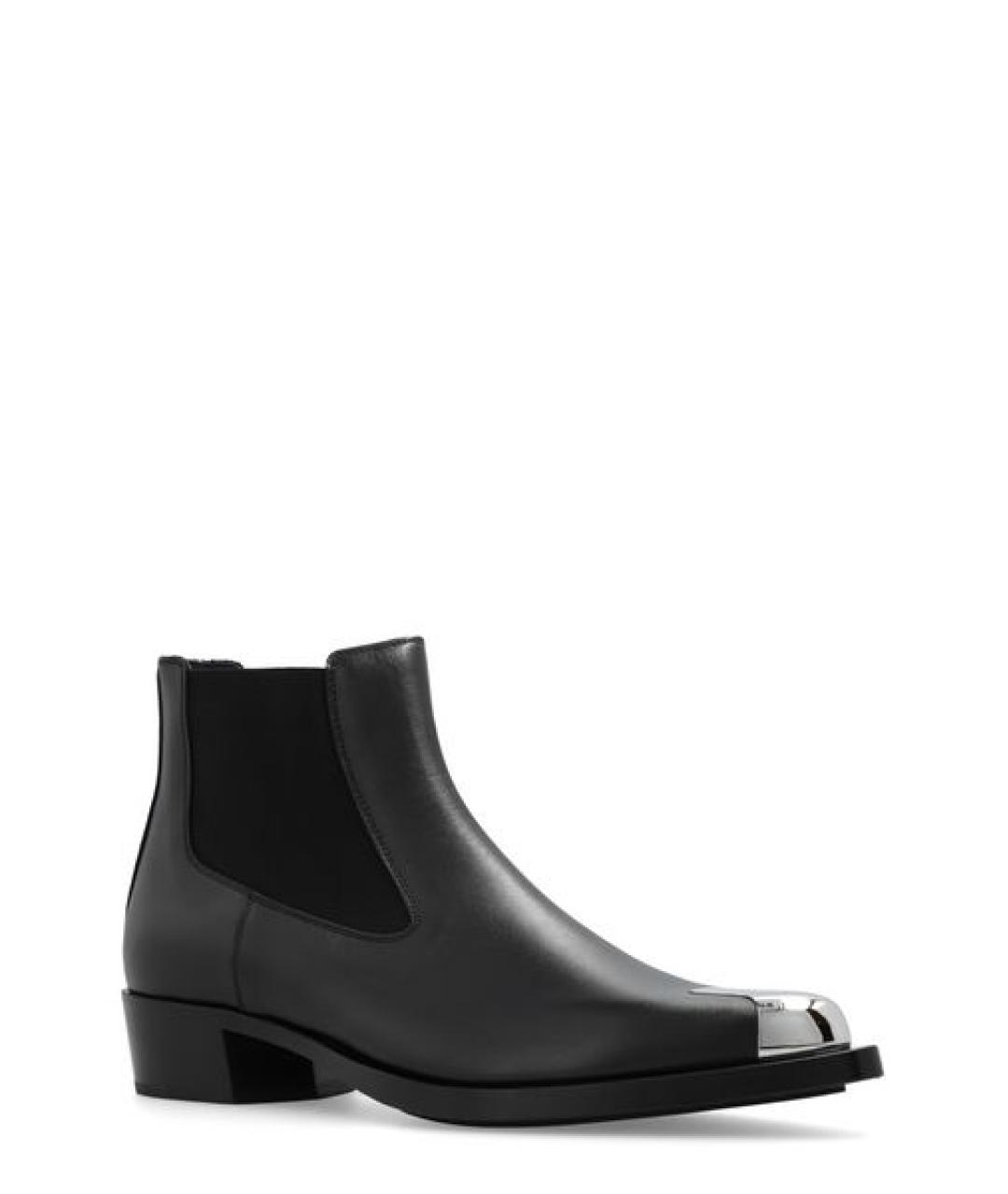 ALEXANDER MCQUEEN Черные кожаные низкие ботинки, фото 2