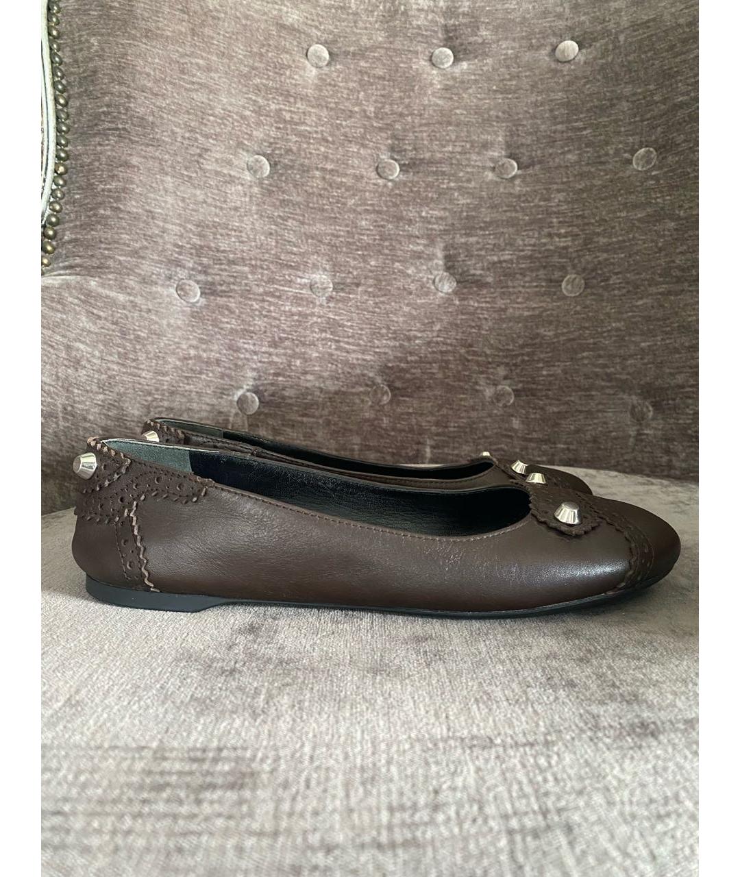 BALENCIAGA Коричневые кожаные балетки, фото 8