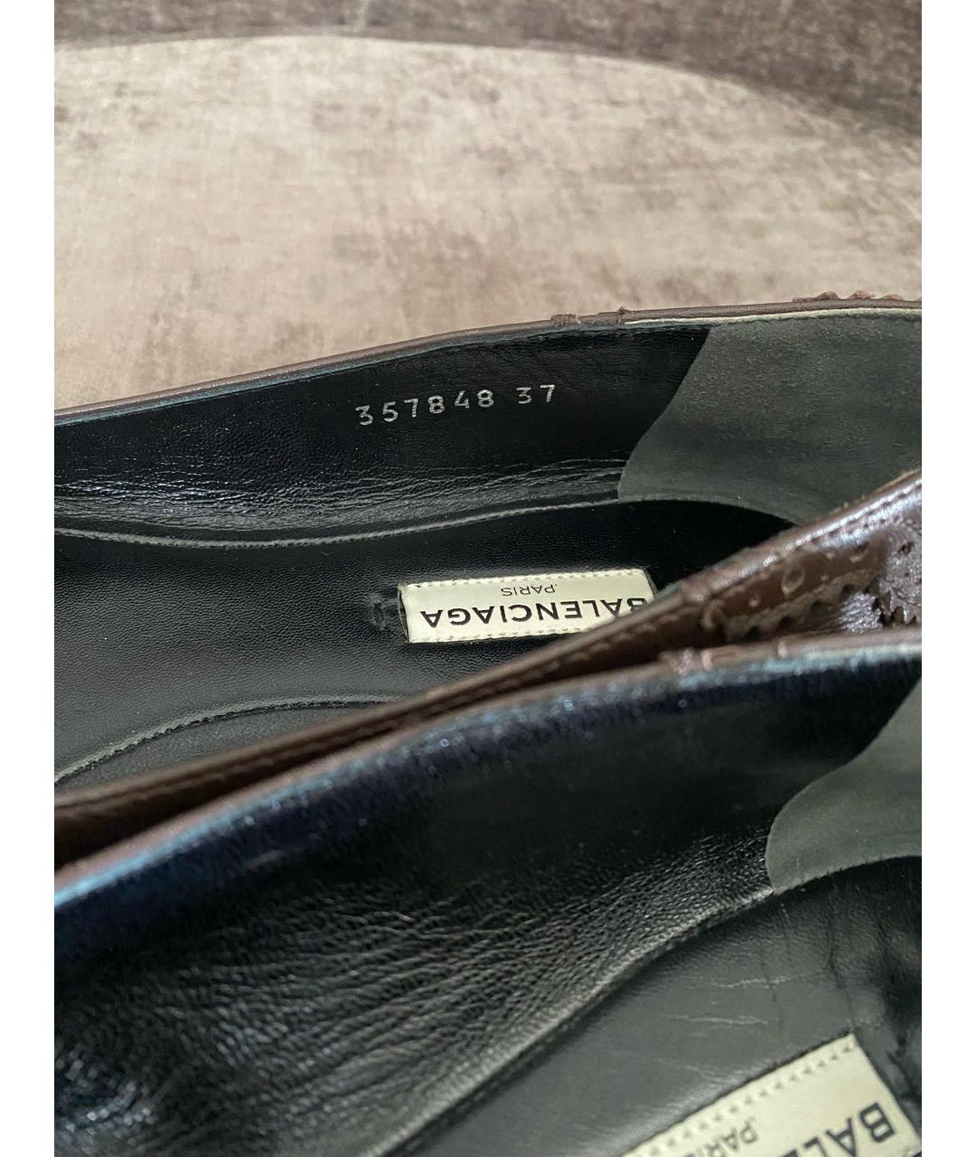BALENCIAGA Коричневые кожаные балетки, фото 7
