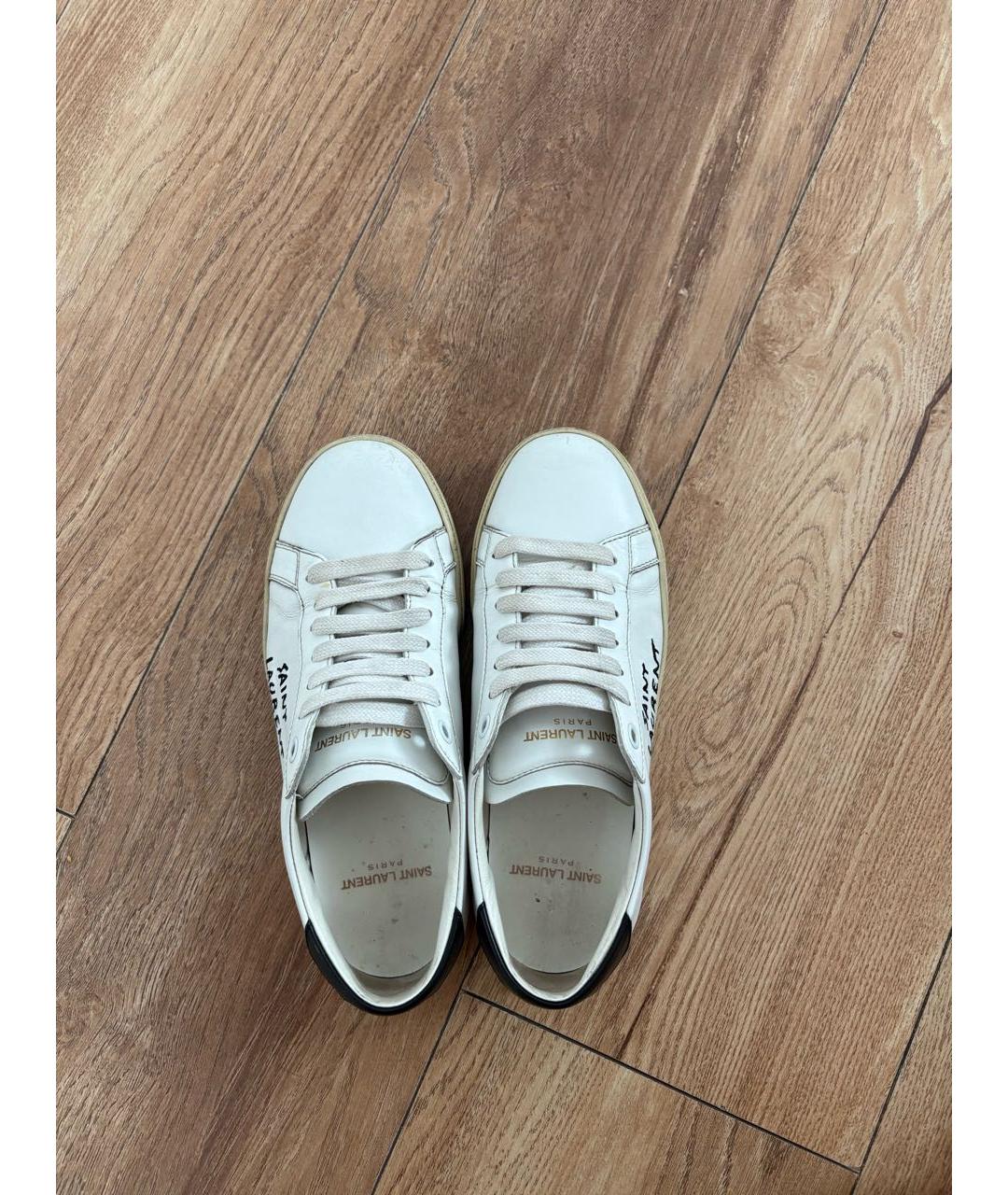 SAINT LAURENT Белые кожаные кеды, фото 3