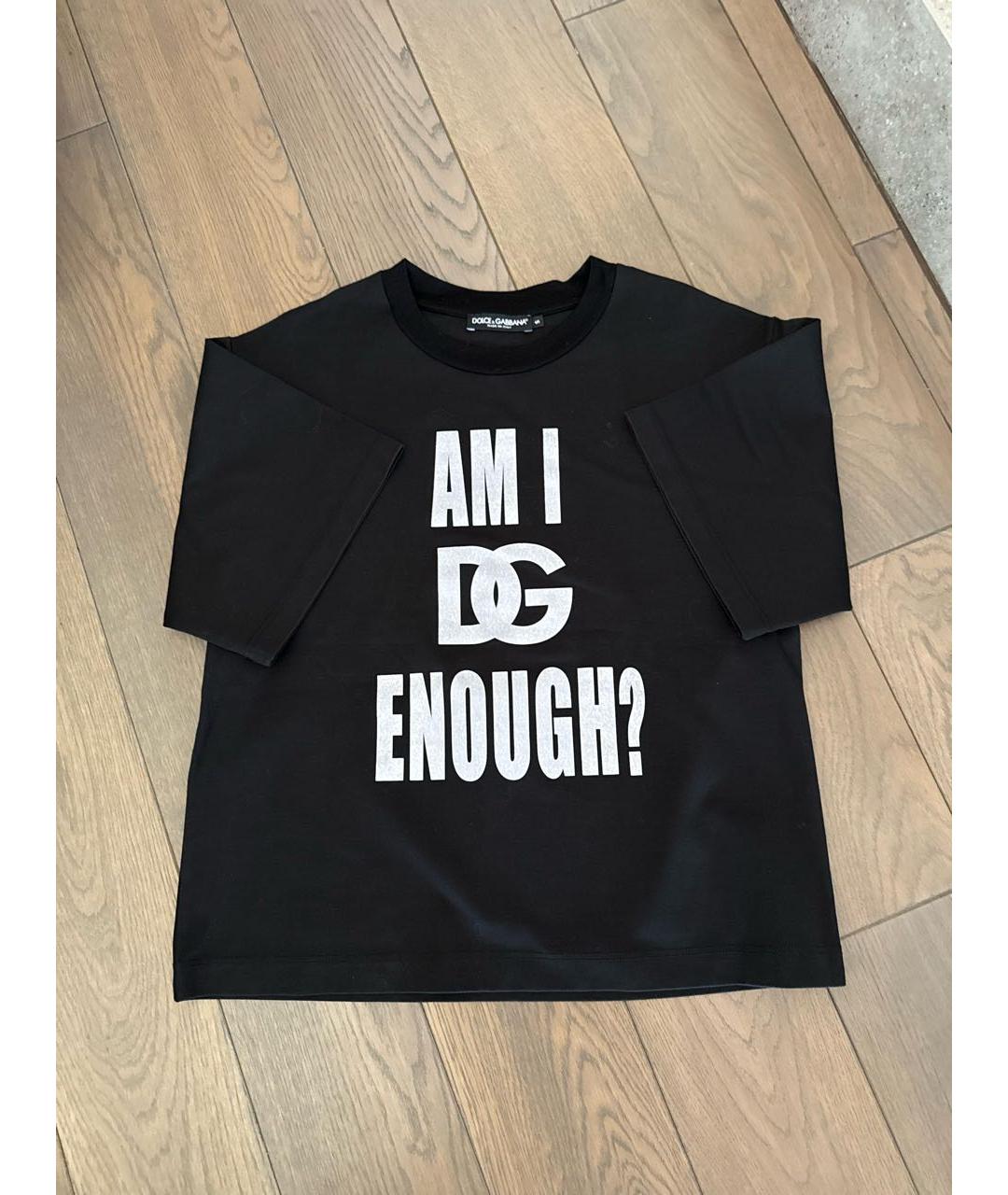 DOLCE&GABBANA Черная хлопковая футболка, фото 4