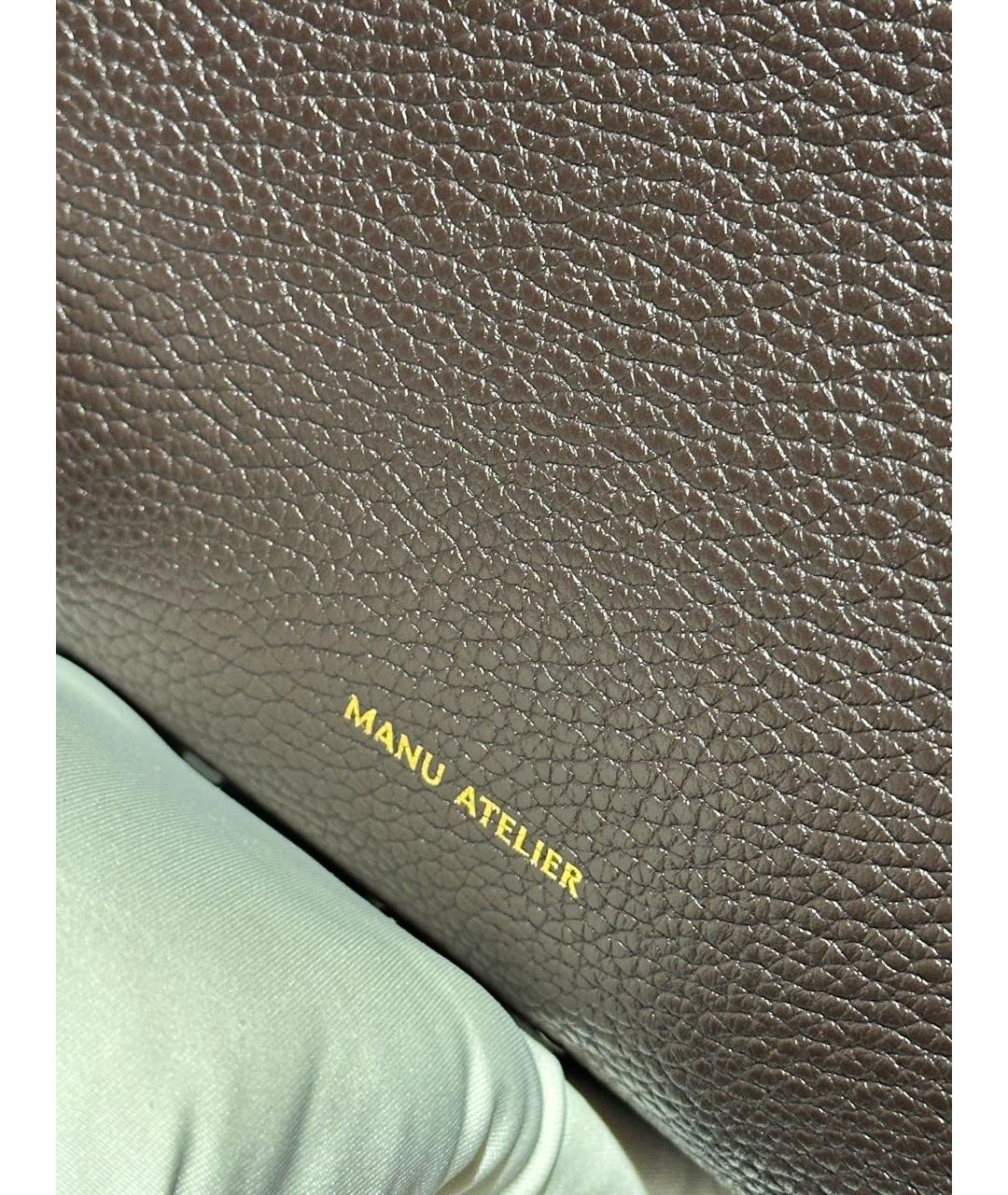 MANU ATELIER Коричневая кожаная сумка с короткими ручками, фото 4