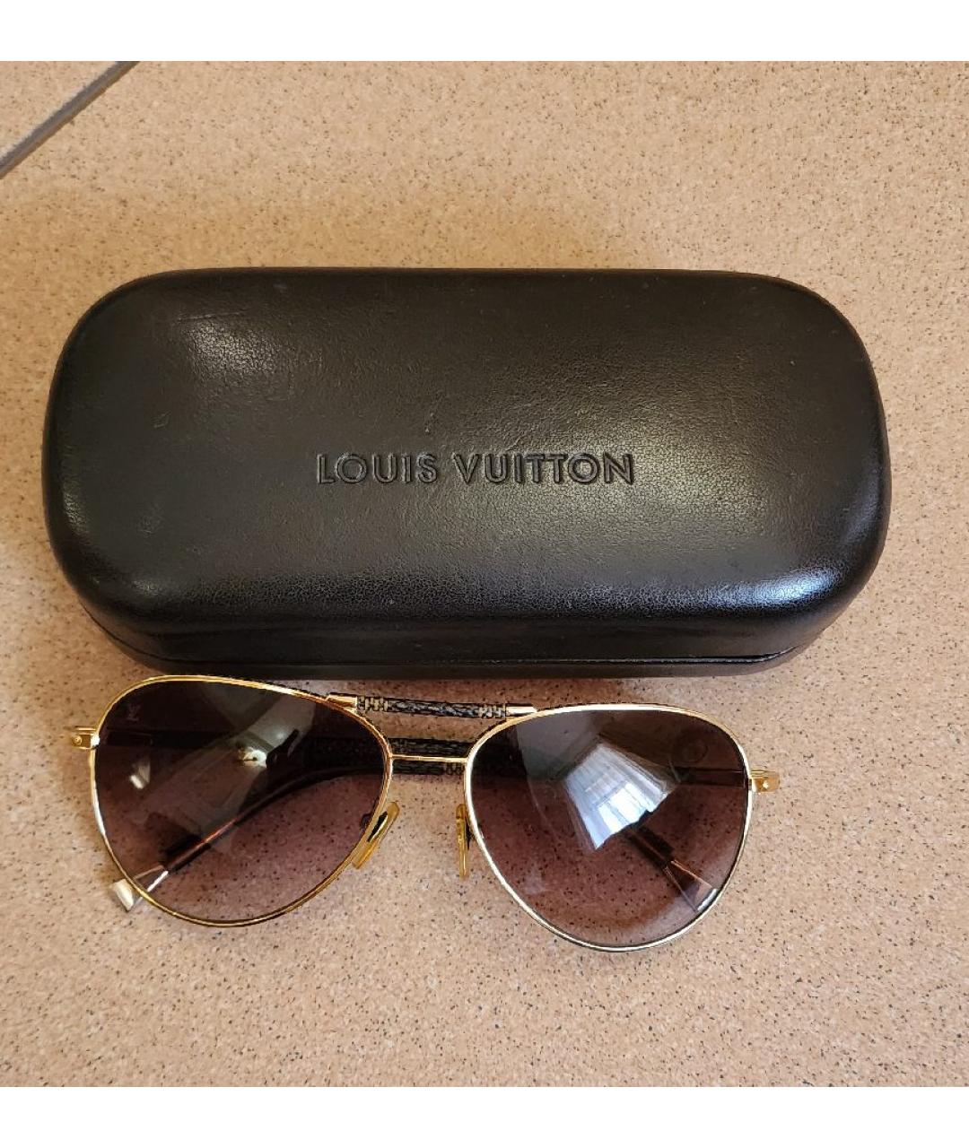 LOUIS VUITTON Коричневые металлические солнцезащитные очки, фото 4