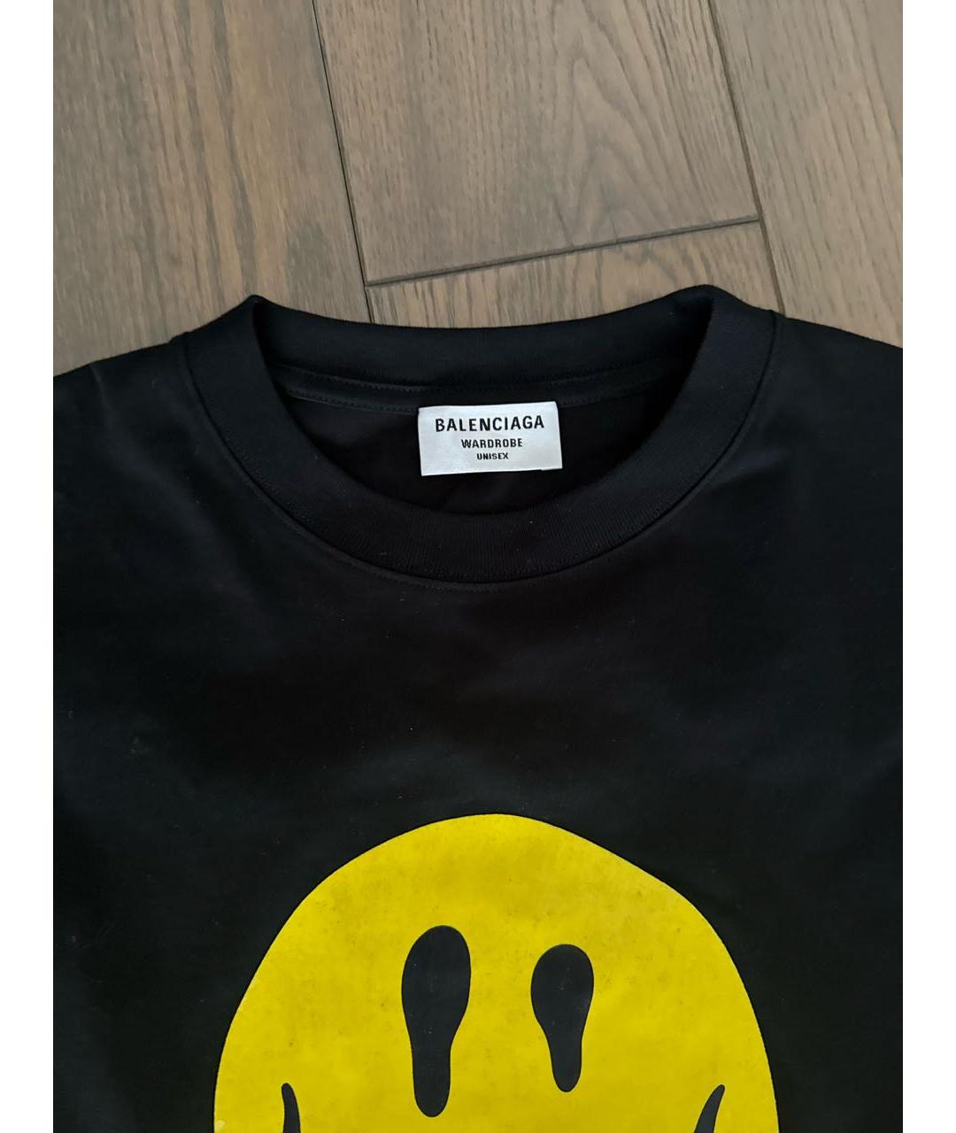 BALENCIAGA Черная хлопковая футболка, фото 3