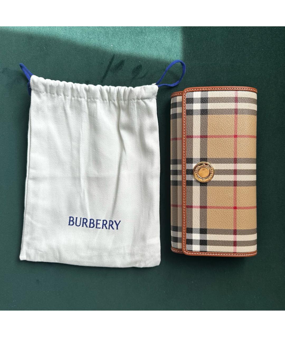 BURBERRY Бежевый кожаный кошелек, фото 4