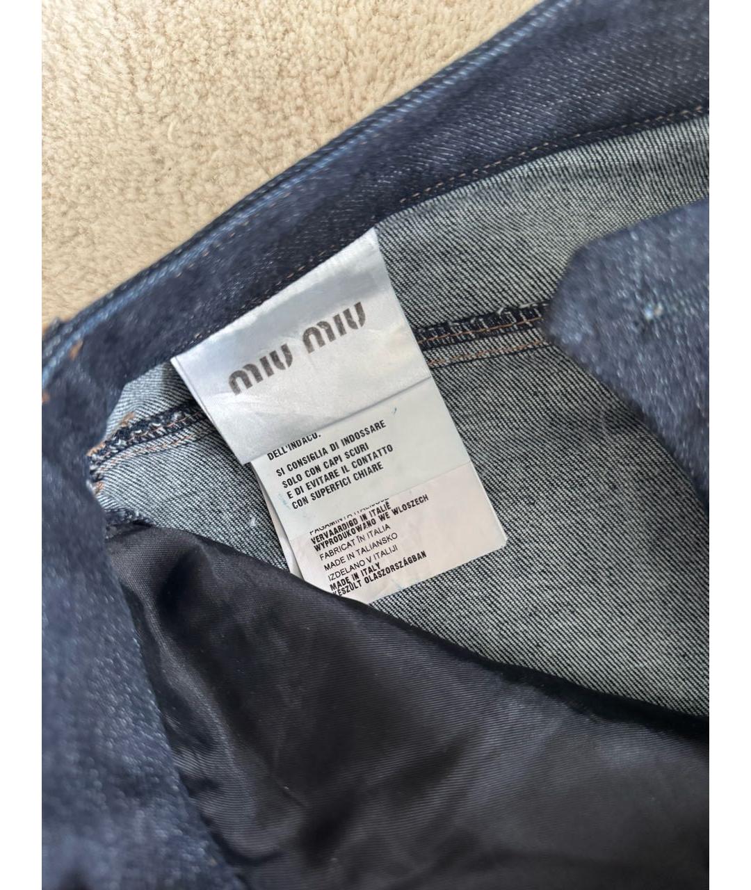 MIU MIU Синие хлопковые джинсы слим, фото 4