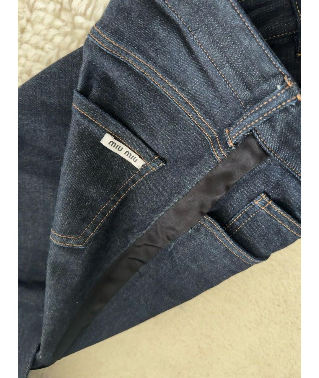 MIU MIU Синие хлопковые джинсы слим, фото 5