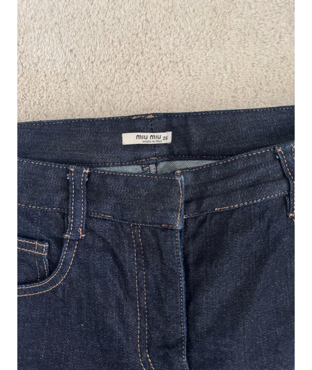MIU MIU Синие хлопковые джинсы слим, фото 3