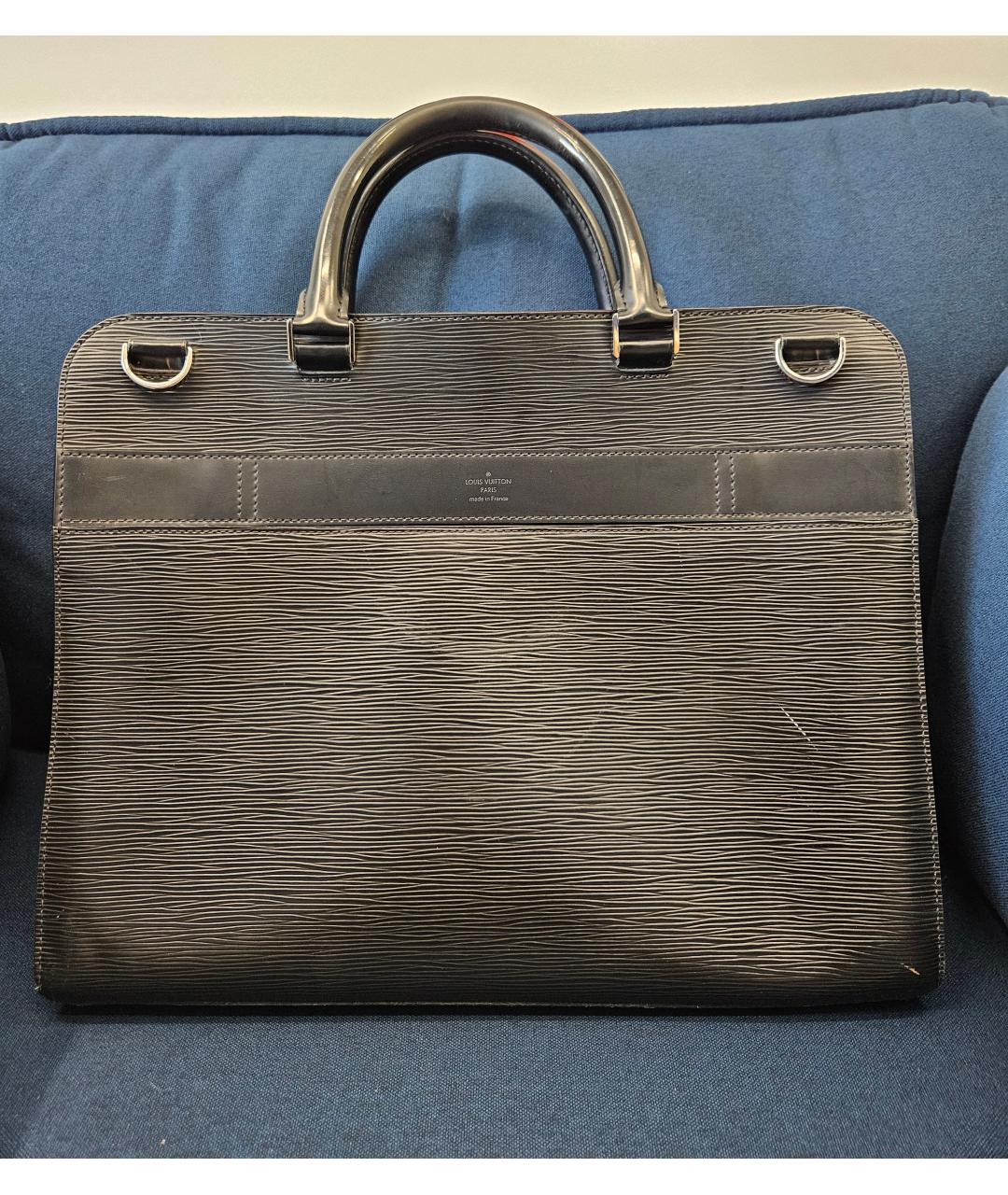 LOUIS VUITTON Черный кожаный портфель, фото 3