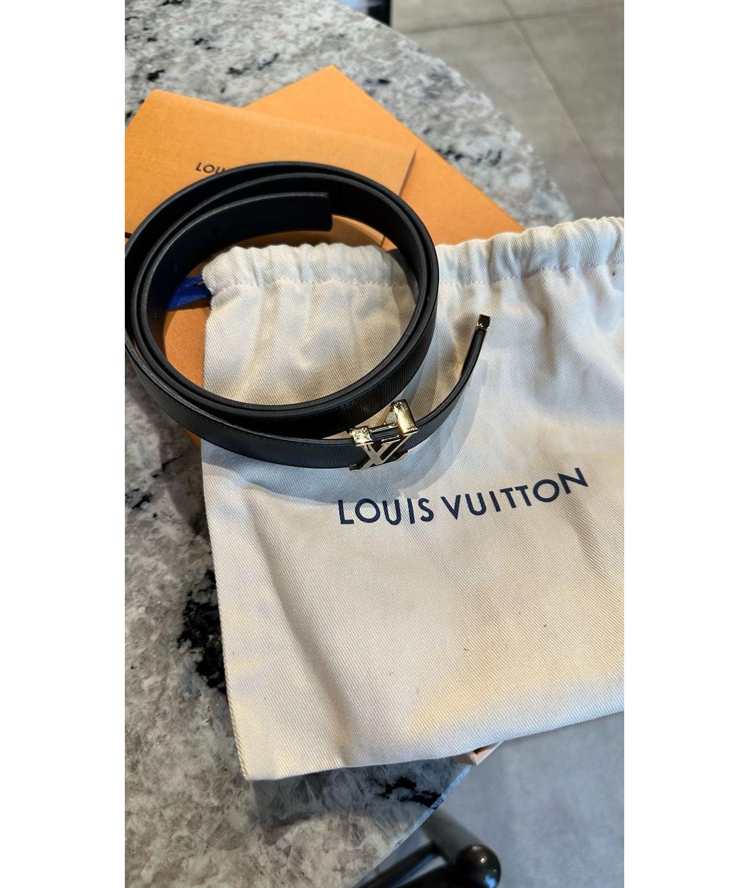 LOUIS VUITTON Черный кожаный ремень, фото 2