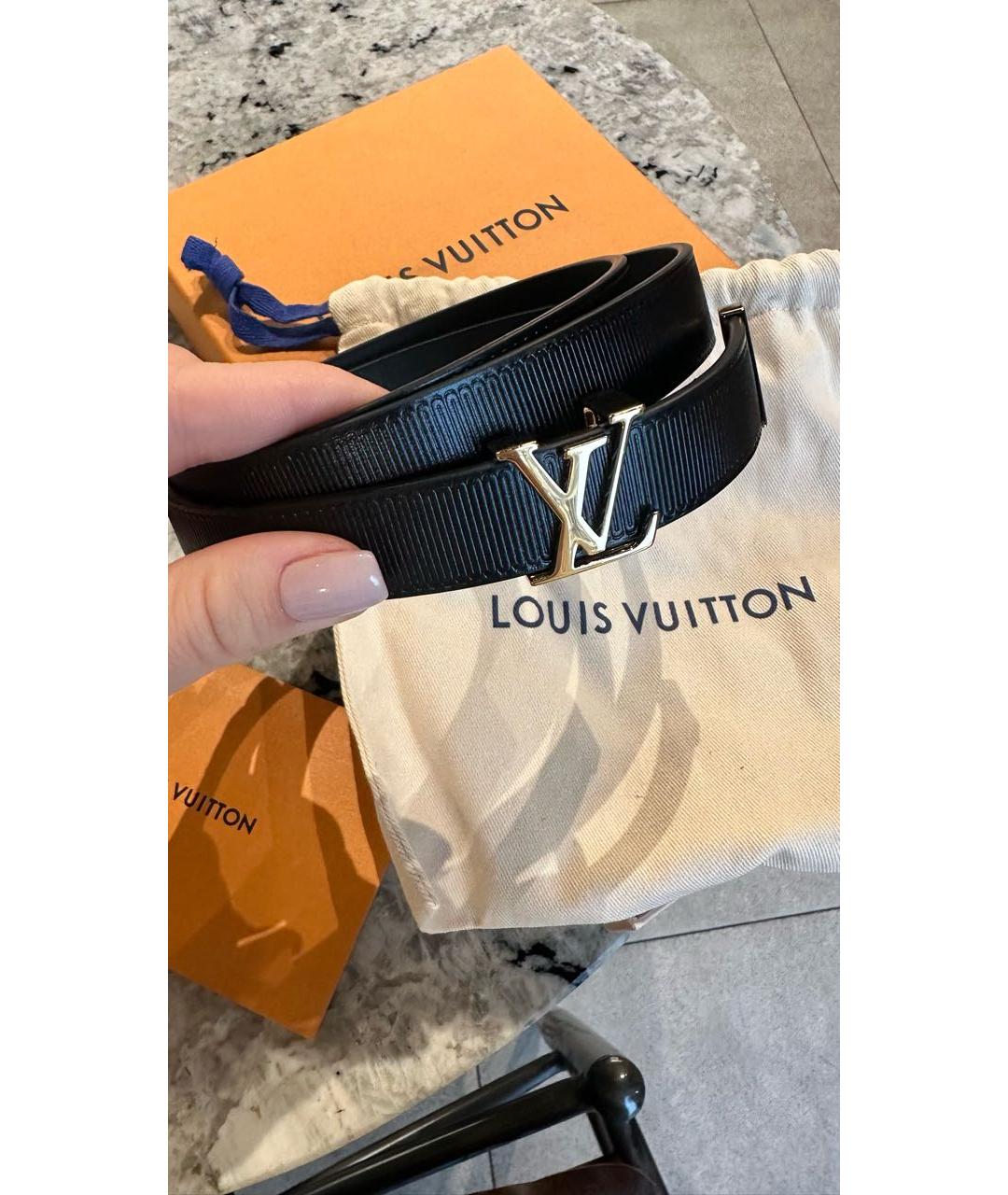 LOUIS VUITTON Черный кожаный ремень, фото 4