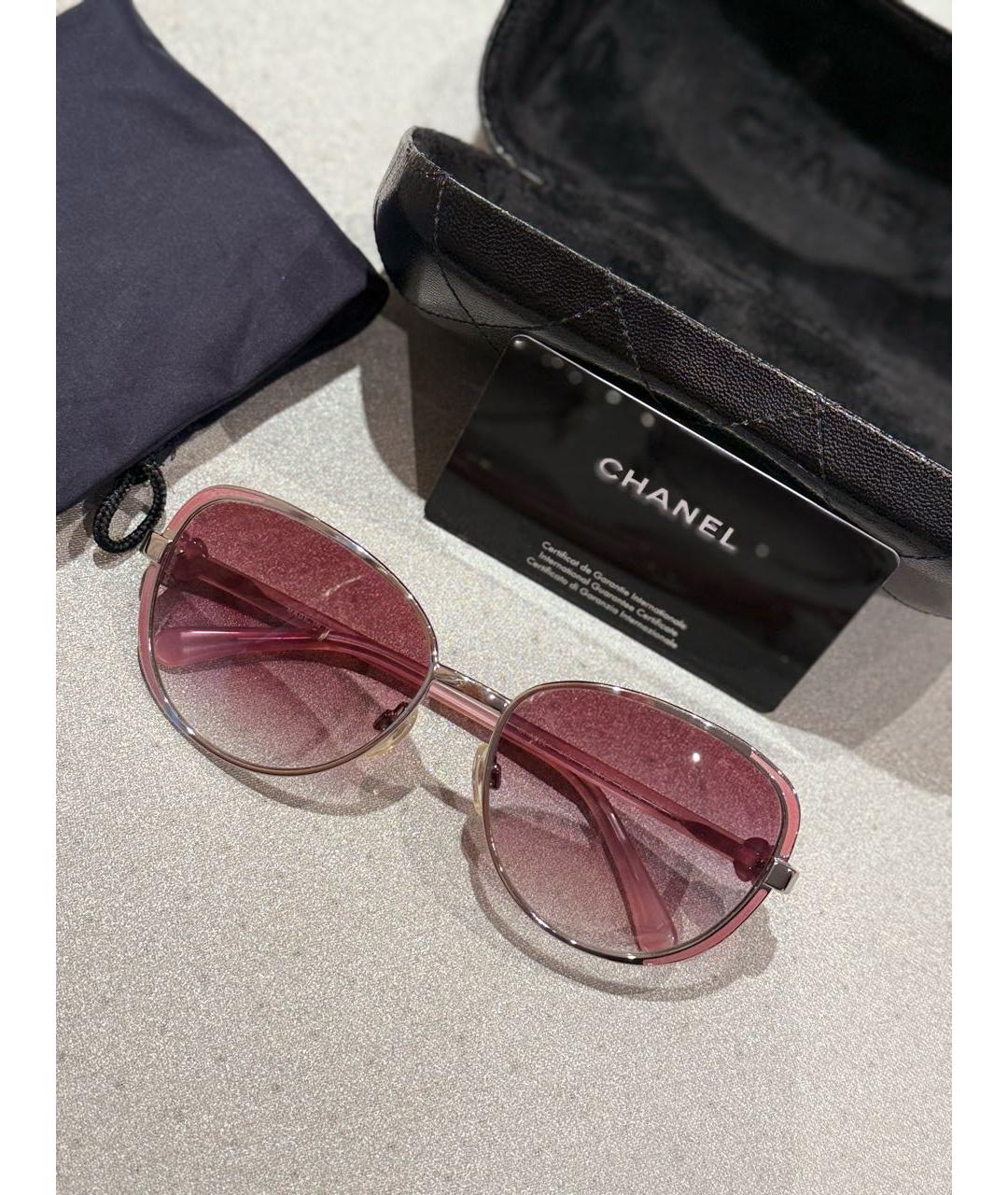 CHANEL Розовые металлические солнцезащитные очки, фото 2