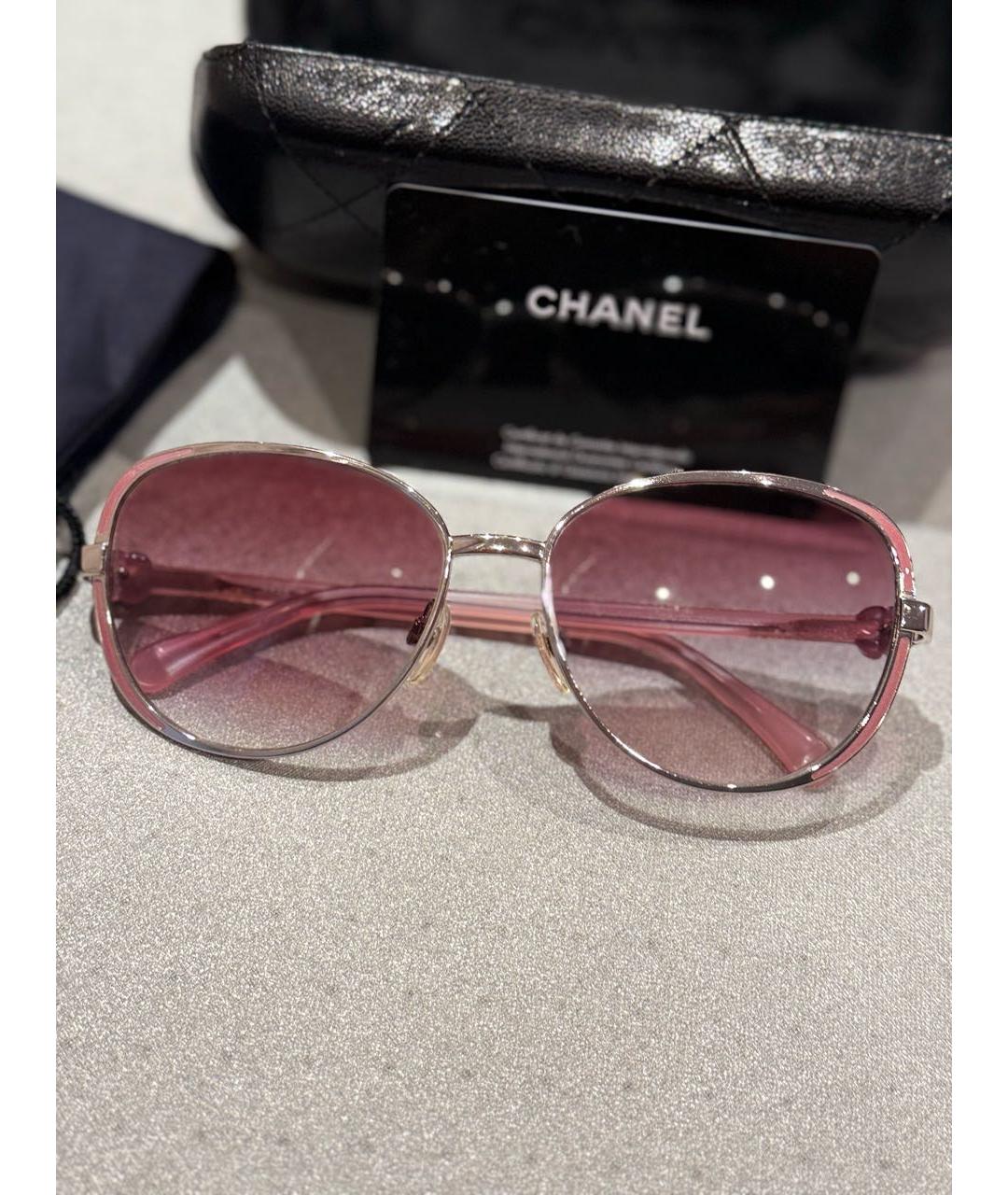 CHANEL Розовые металлические солнцезащитные очки, фото 8