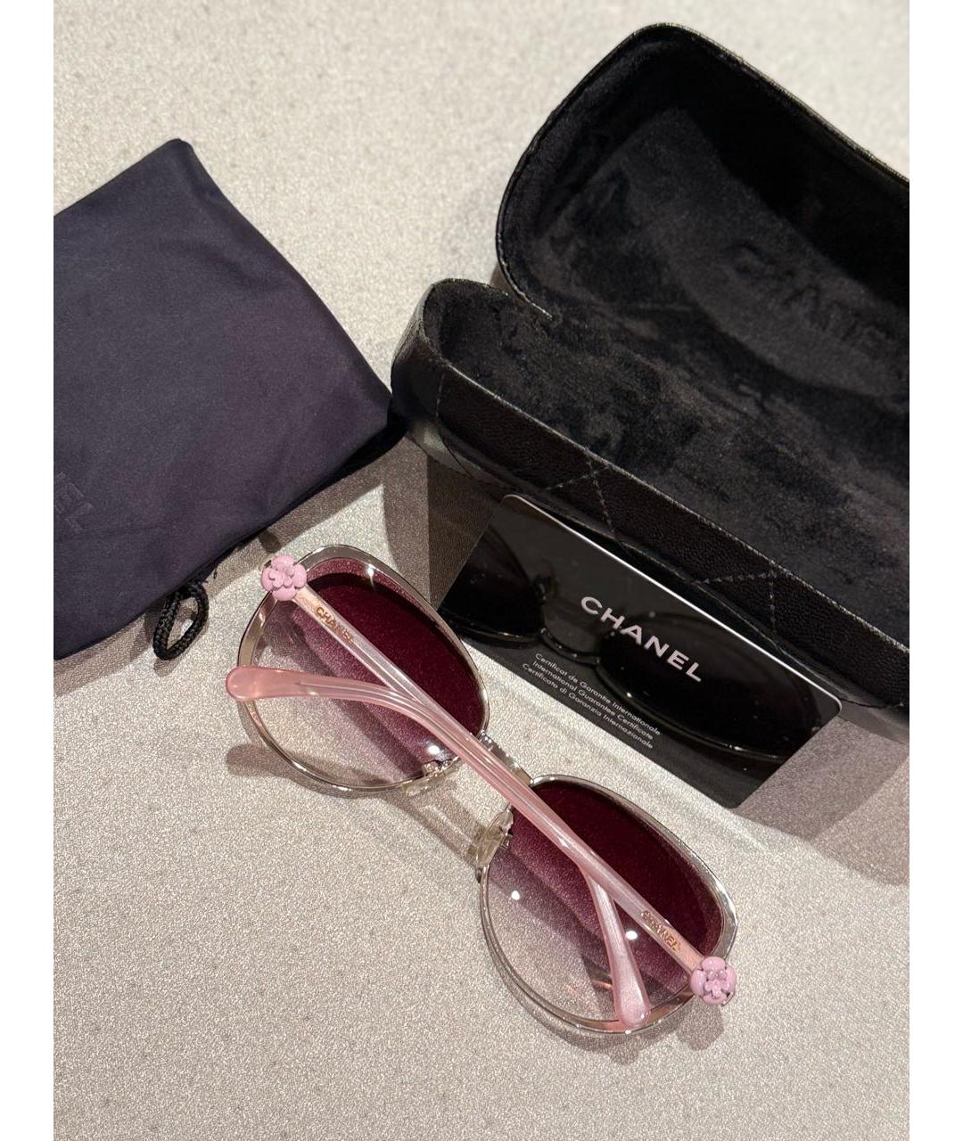 CHANEL Розовые металлические солнцезащитные очки, фото 4