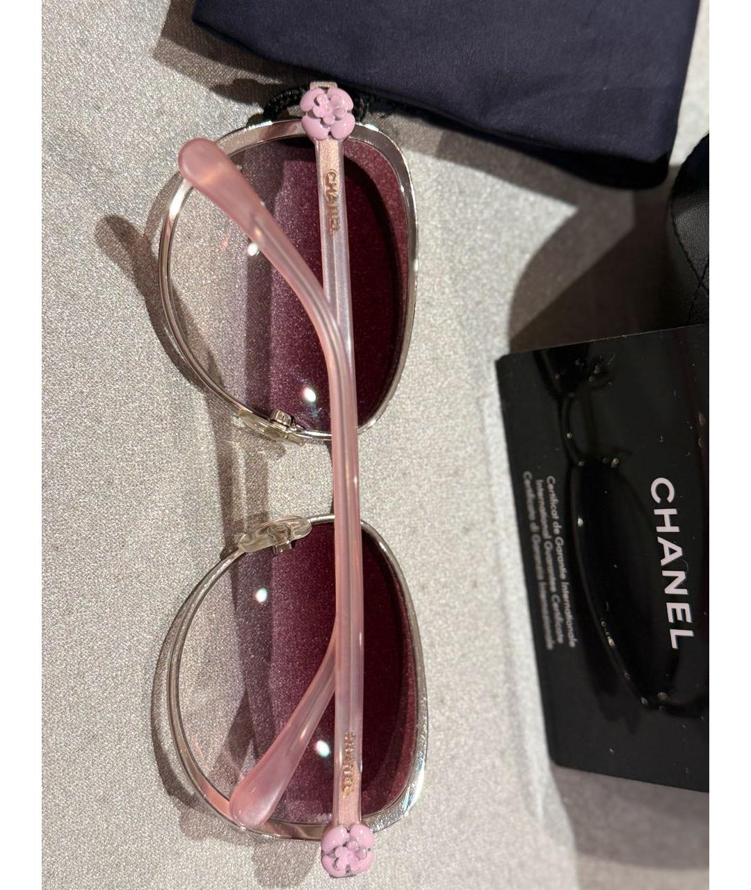 CHANEL Розовые металлические солнцезащитные очки, фото 5