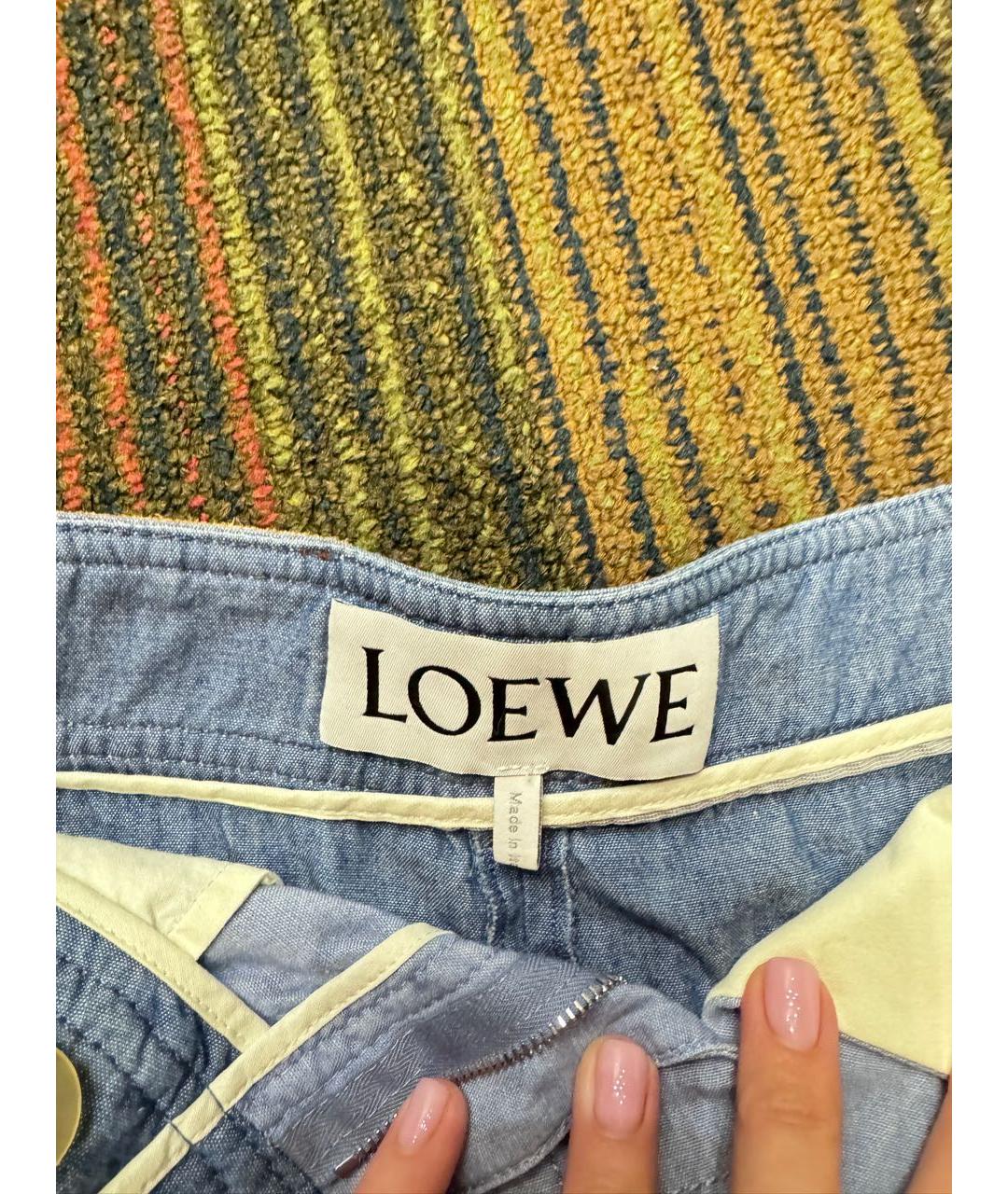 LOEWE Голубые хлопковые брюки широкие, фото 4
