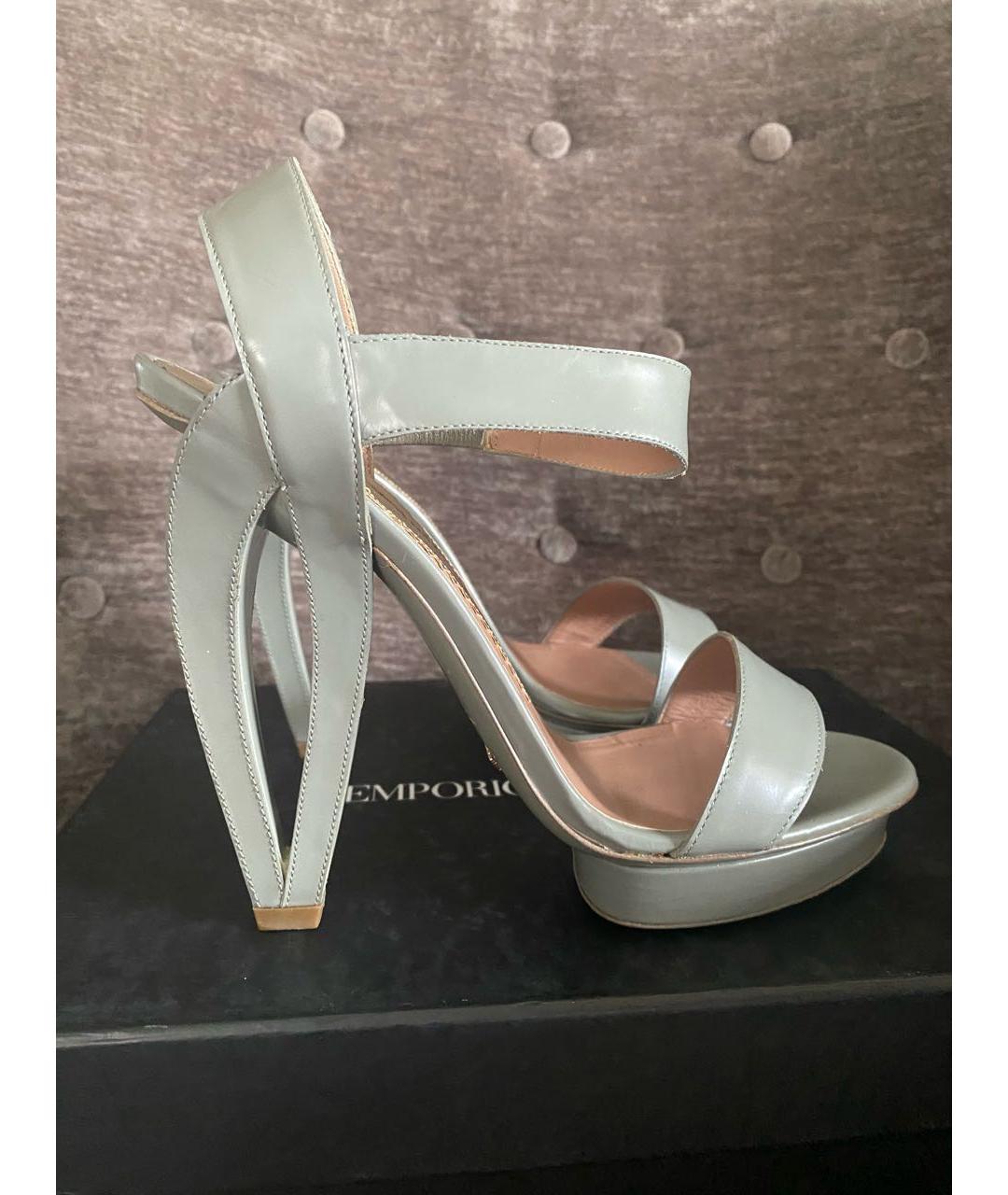 EMPORIO ARMANI Серые кожаные босоножки, фото 7
