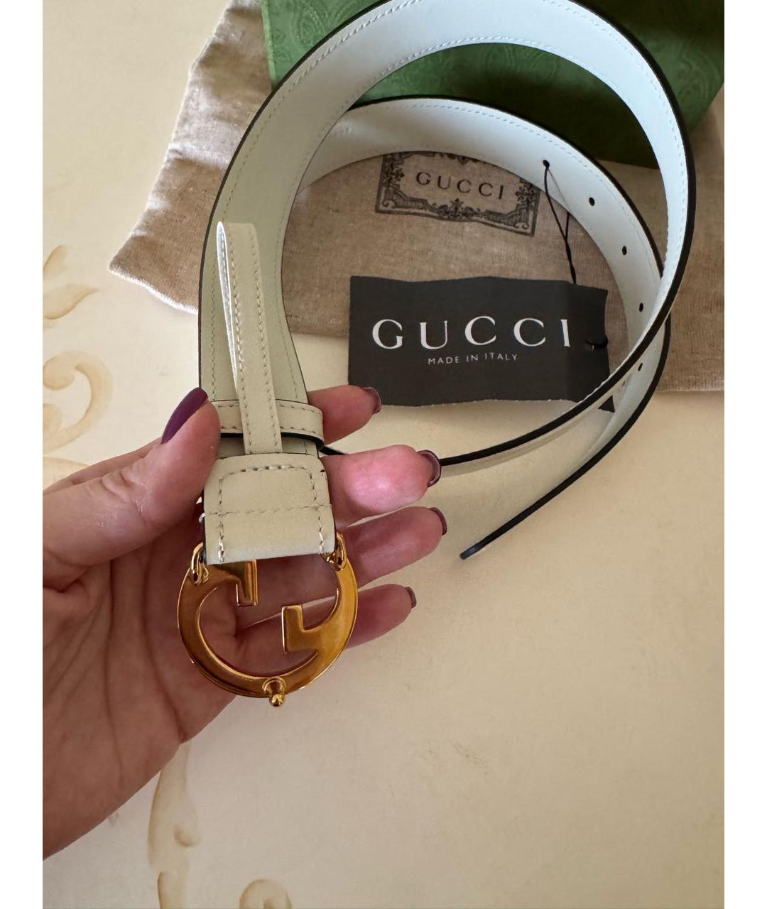 GUCCI Белый кожаный ремень, фото 2