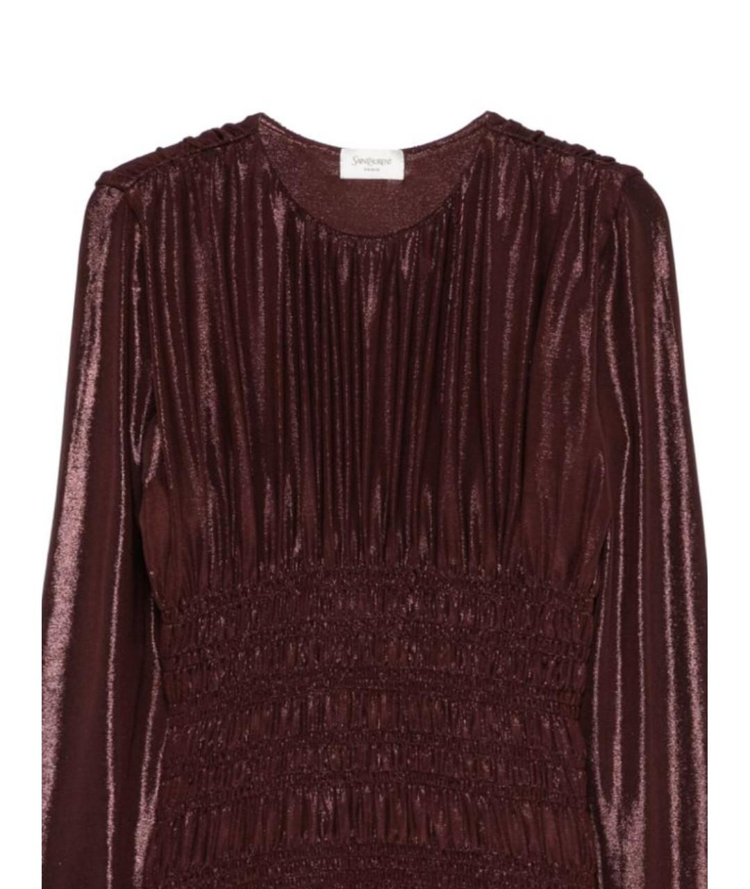 SAINT LAURENT Коричневое вискозное платье, фото 2