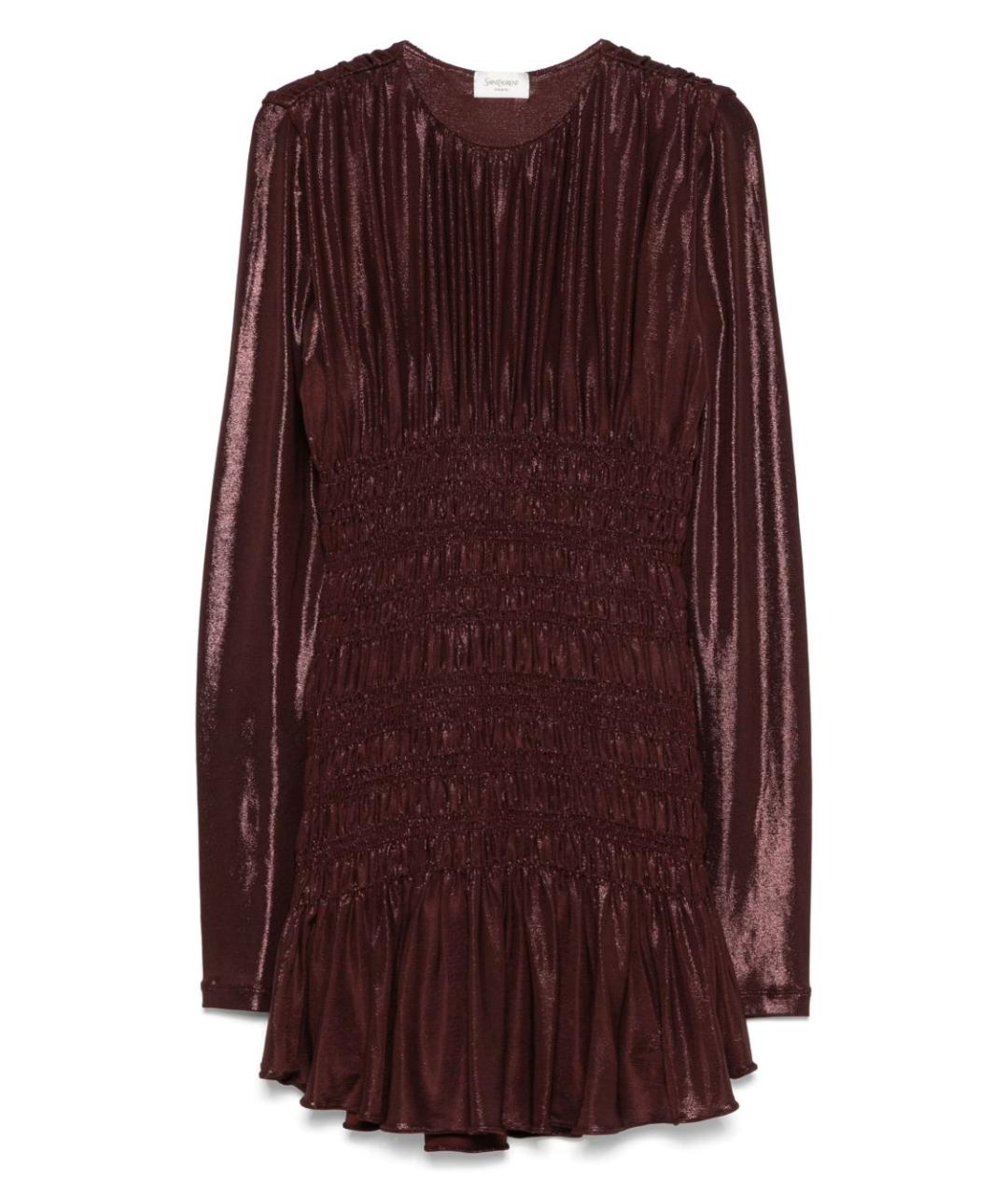 SAINT LAURENT Коричневое вискозное платье, фото 1