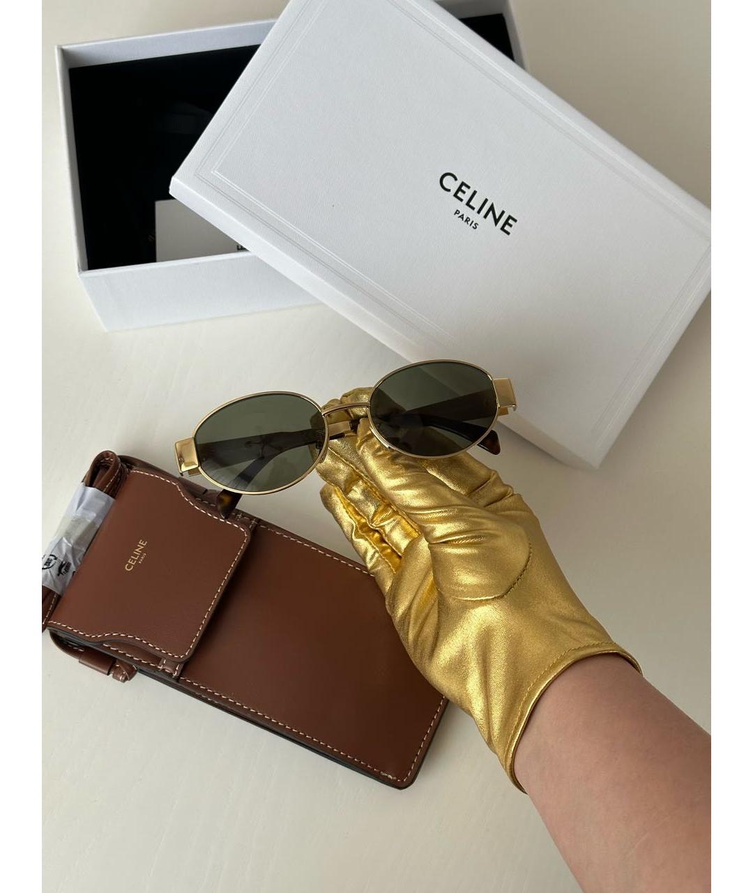 CELINE Золотые металлические солнцезащитные очки, фото 4