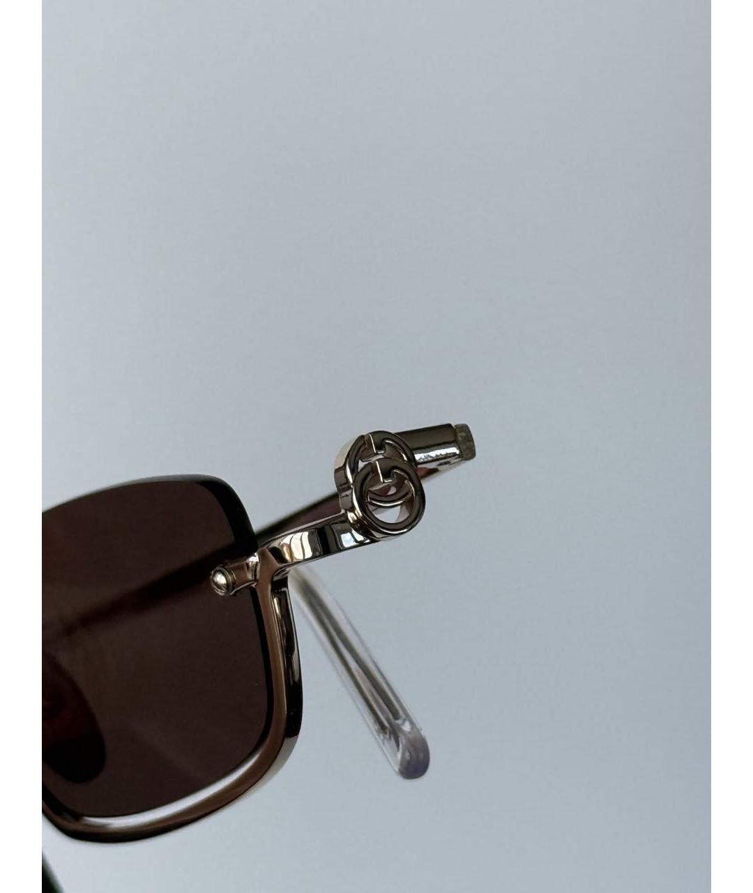GUCCI Коричневые металлические солнцезащитные очки, фото 3