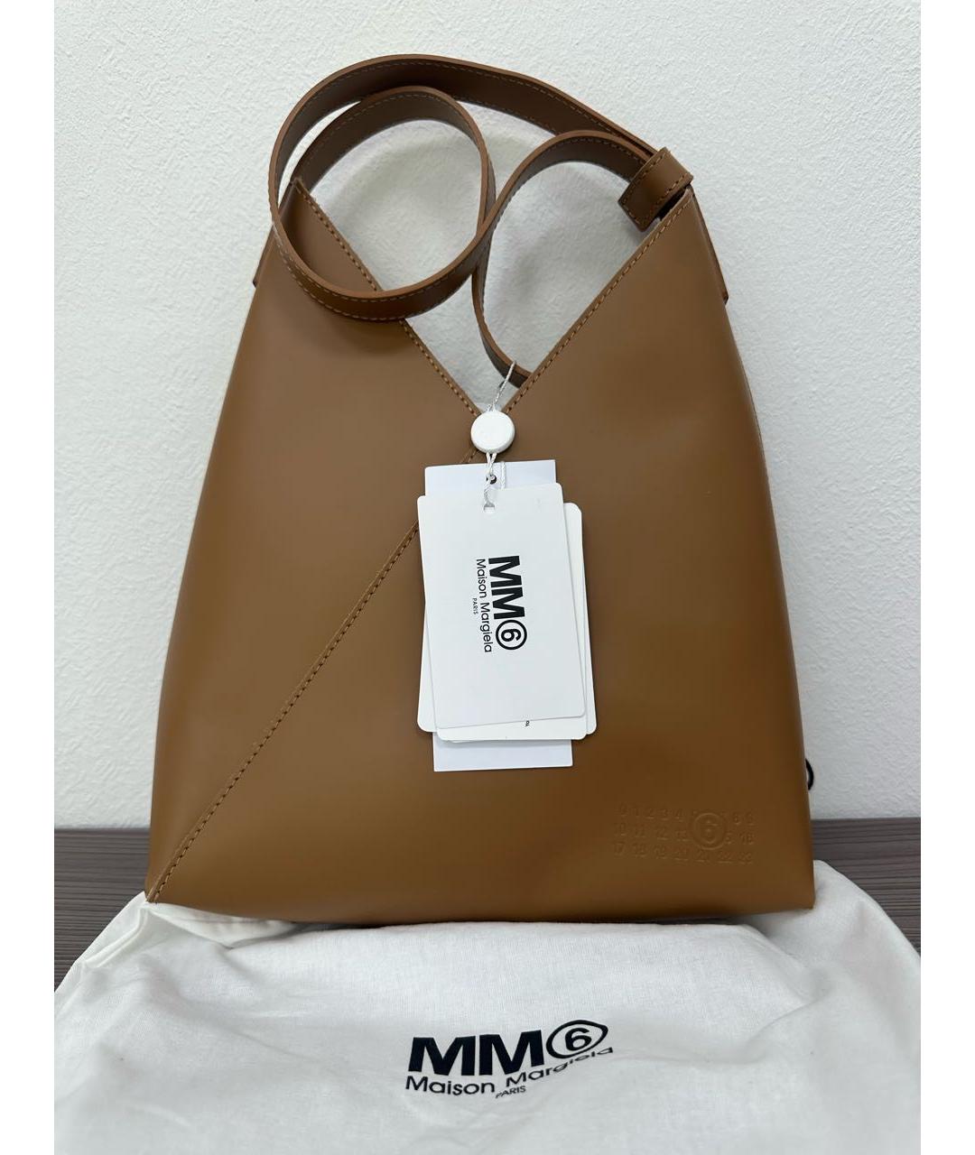 MM6 MAISON MARGIELA Коричневая кожаная сумка через плечо, фото 5