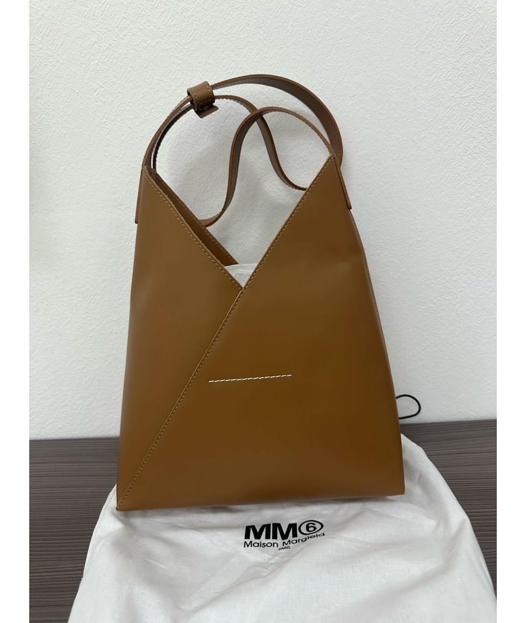 MM6 MAISON MARGIELA Коричневая кожаная сумка через плечо, фото 3
