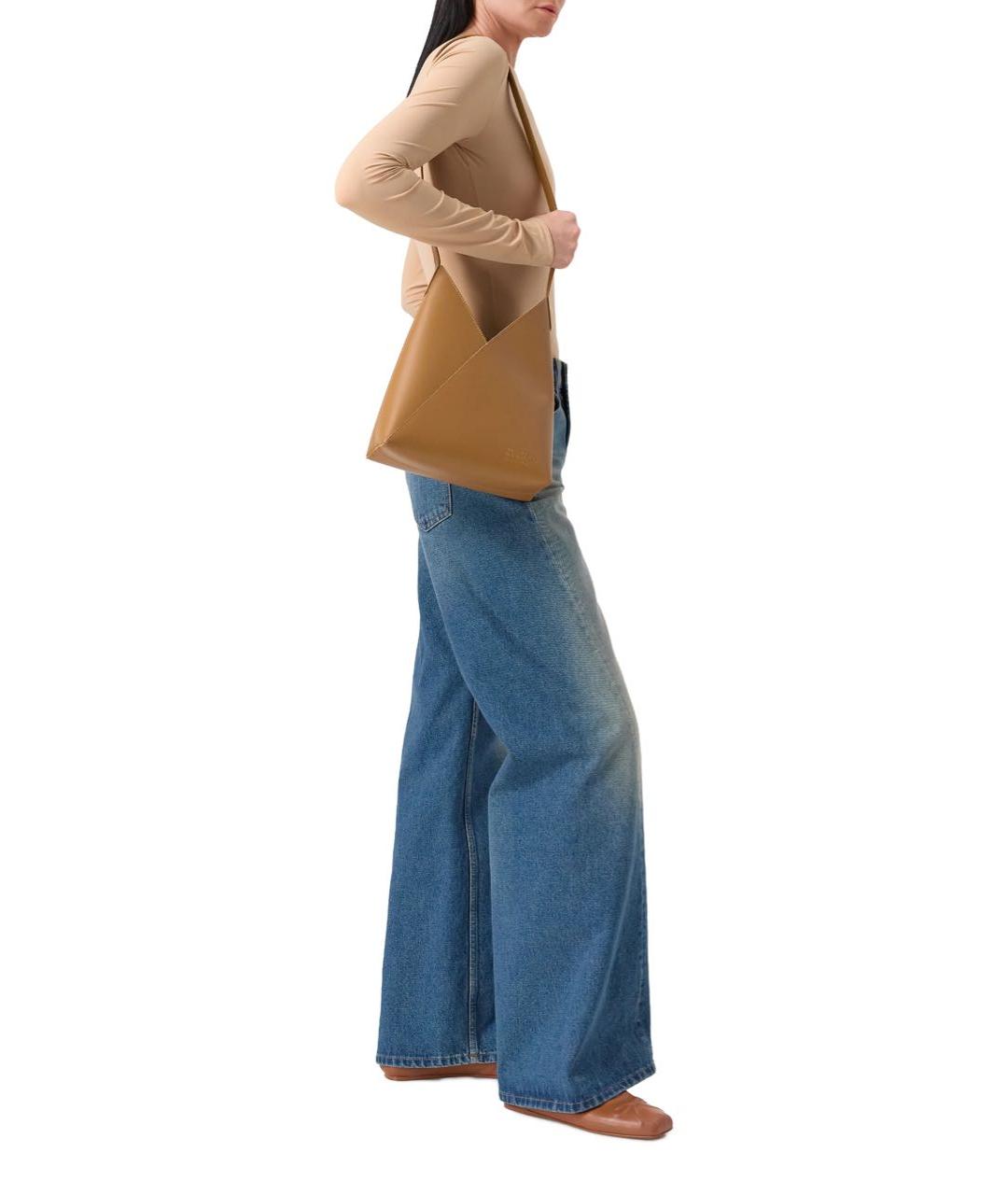 MM6 MAISON MARGIELA Коричневая кожаная сумка через плечо, фото 2