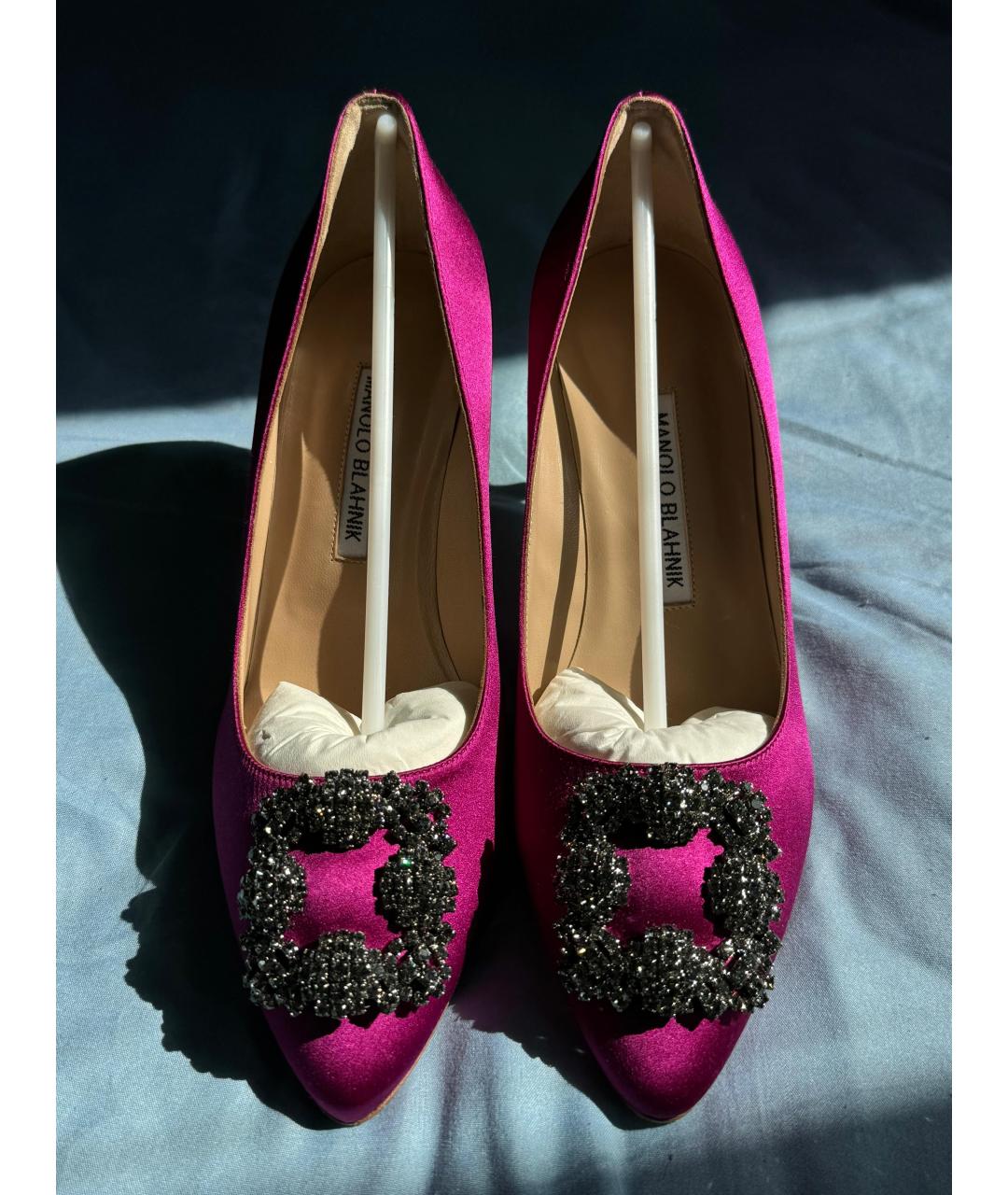 MANOLO BLAHNIK Фуксия текстильные туфли, фото 6