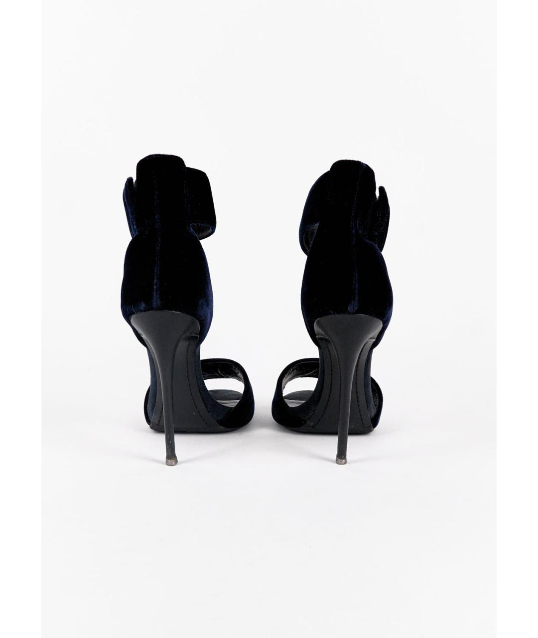 GIUSEPPE ZANOTTI DESIGN Черные текстильные босоножки, фото 4
