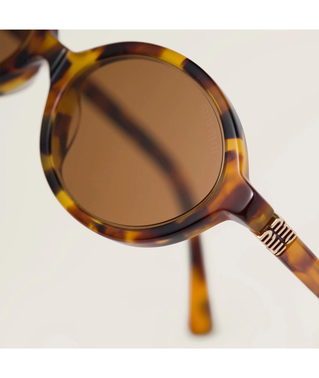 MIU MIU Коричневые пластиковые солнцезащитные очки, фото 3