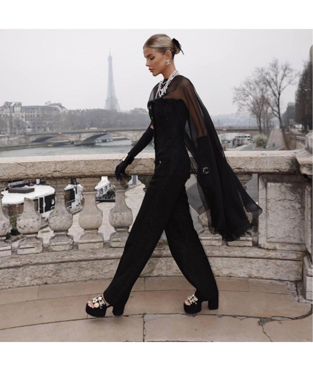 CHANEL Черные текстильные босоножки, фото 7