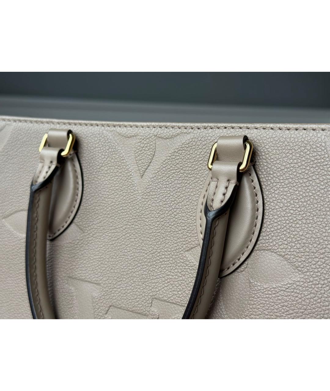 LOUIS VUITTON Серая кожаная сумка тоут, фото 5