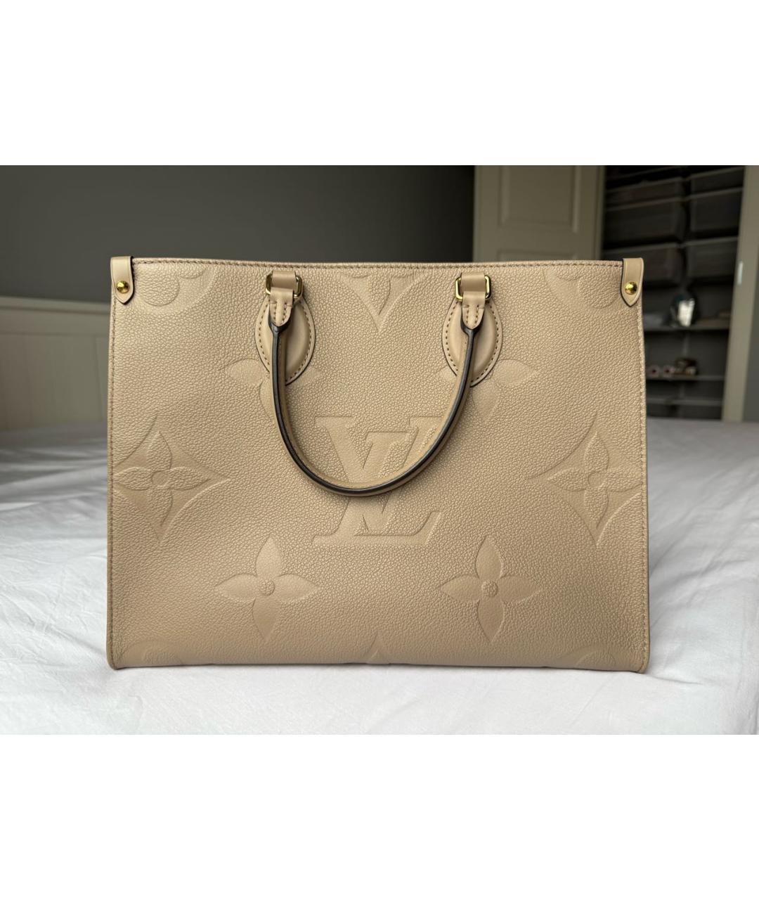 LOUIS VUITTON Серая кожаная сумка тоут, фото 9