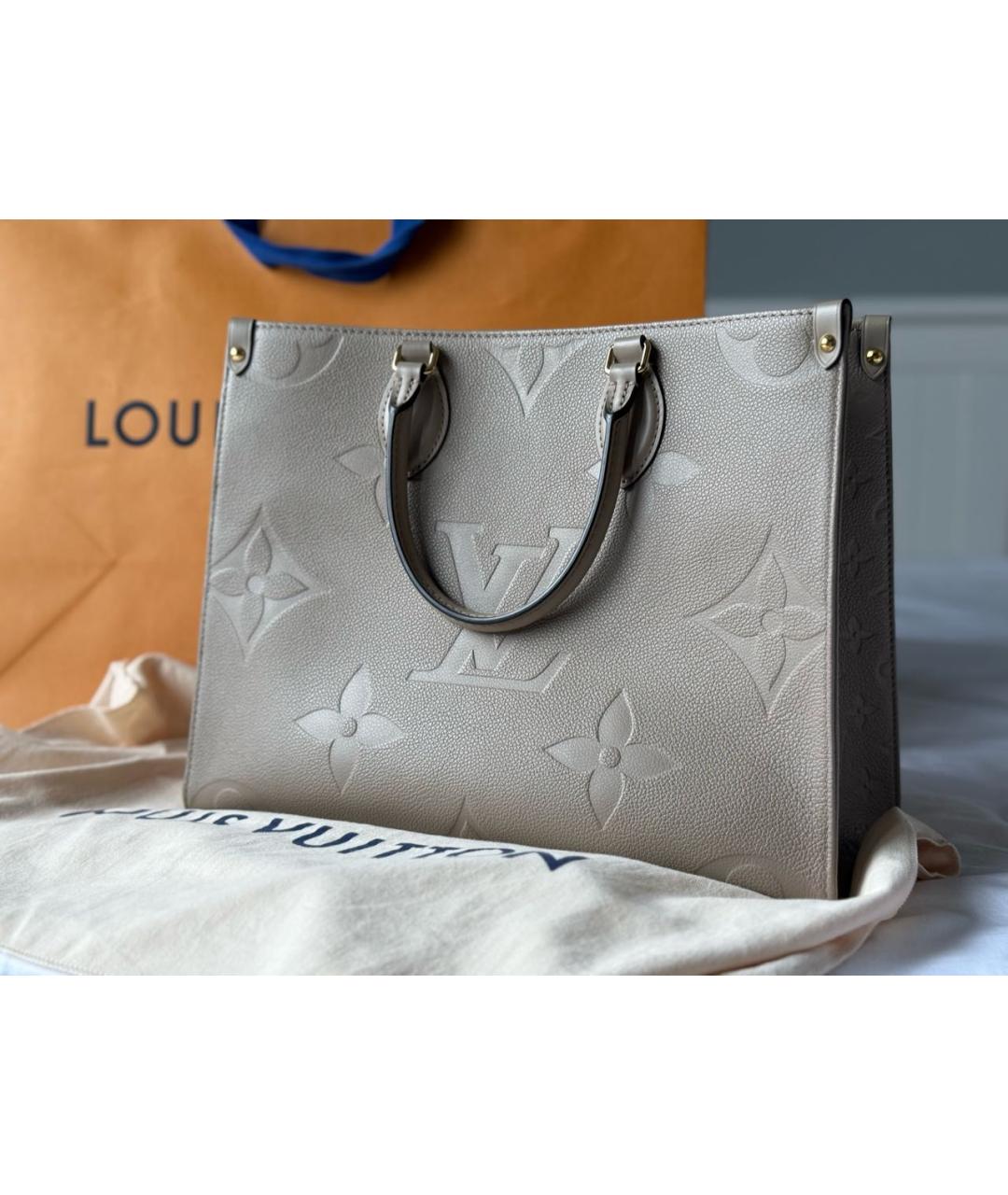 LOUIS VUITTON Серая кожаная сумка тоут, фото 8