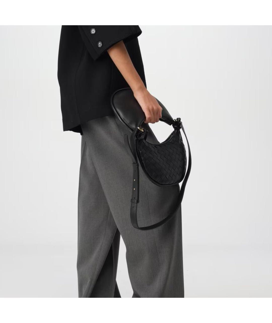 BOTTEGA VENETA Черная кожаная сумка через плечо, фото 2
