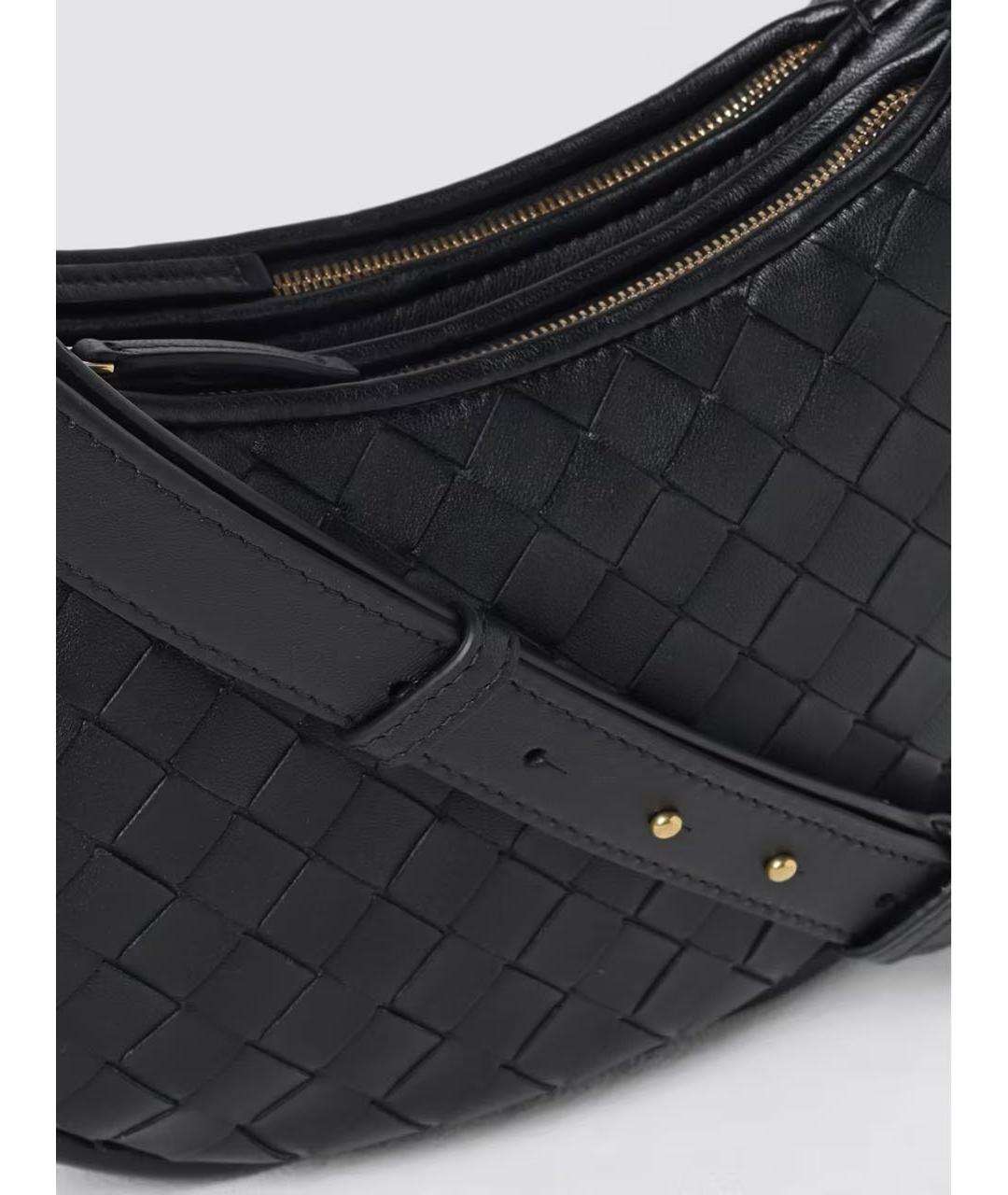 BOTTEGA VENETA Черная кожаная сумка через плечо, фото 4
