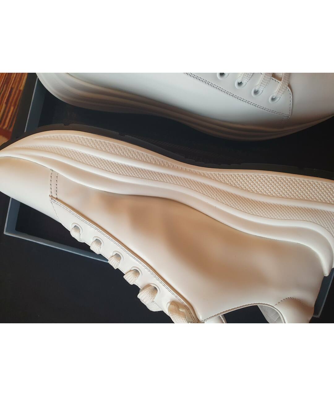 PRADA Белые кожаные кроссовки, фото 5
