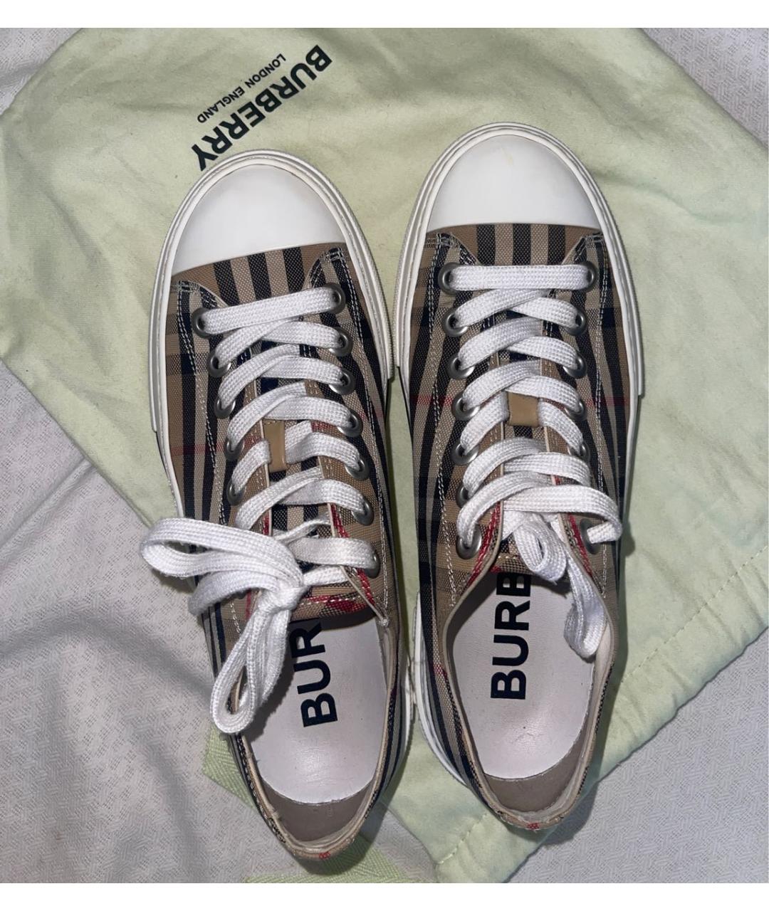 BURBERRY Бежевые текстильные кеды, фото 3