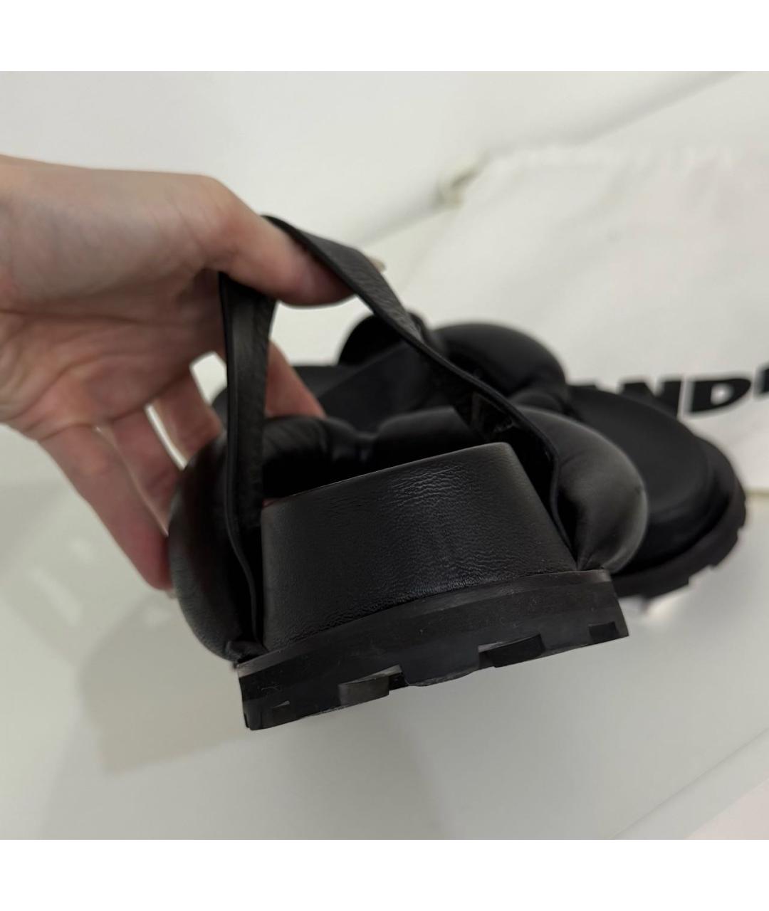 JIL SANDER Черные кожаные сандалии, фото 4