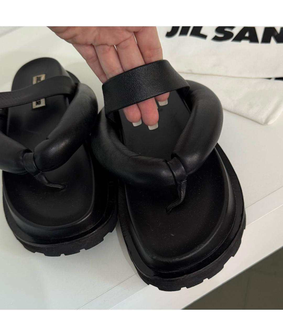 JIL SANDER Черные кожаные сандалии, фото 5