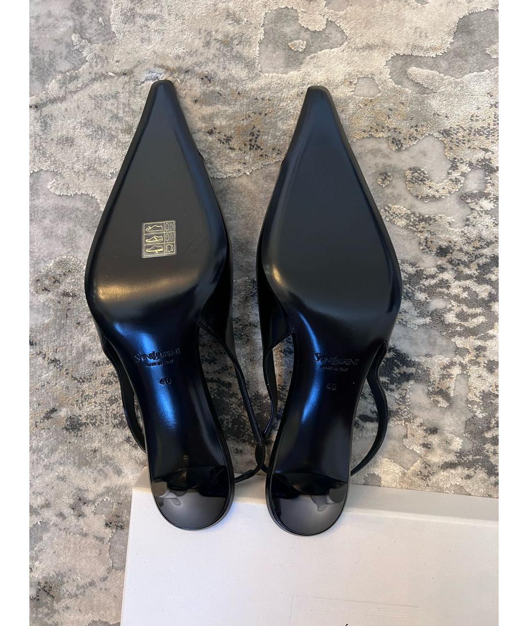 SAINT LAURENT Черные кожаные туфли, фото 3