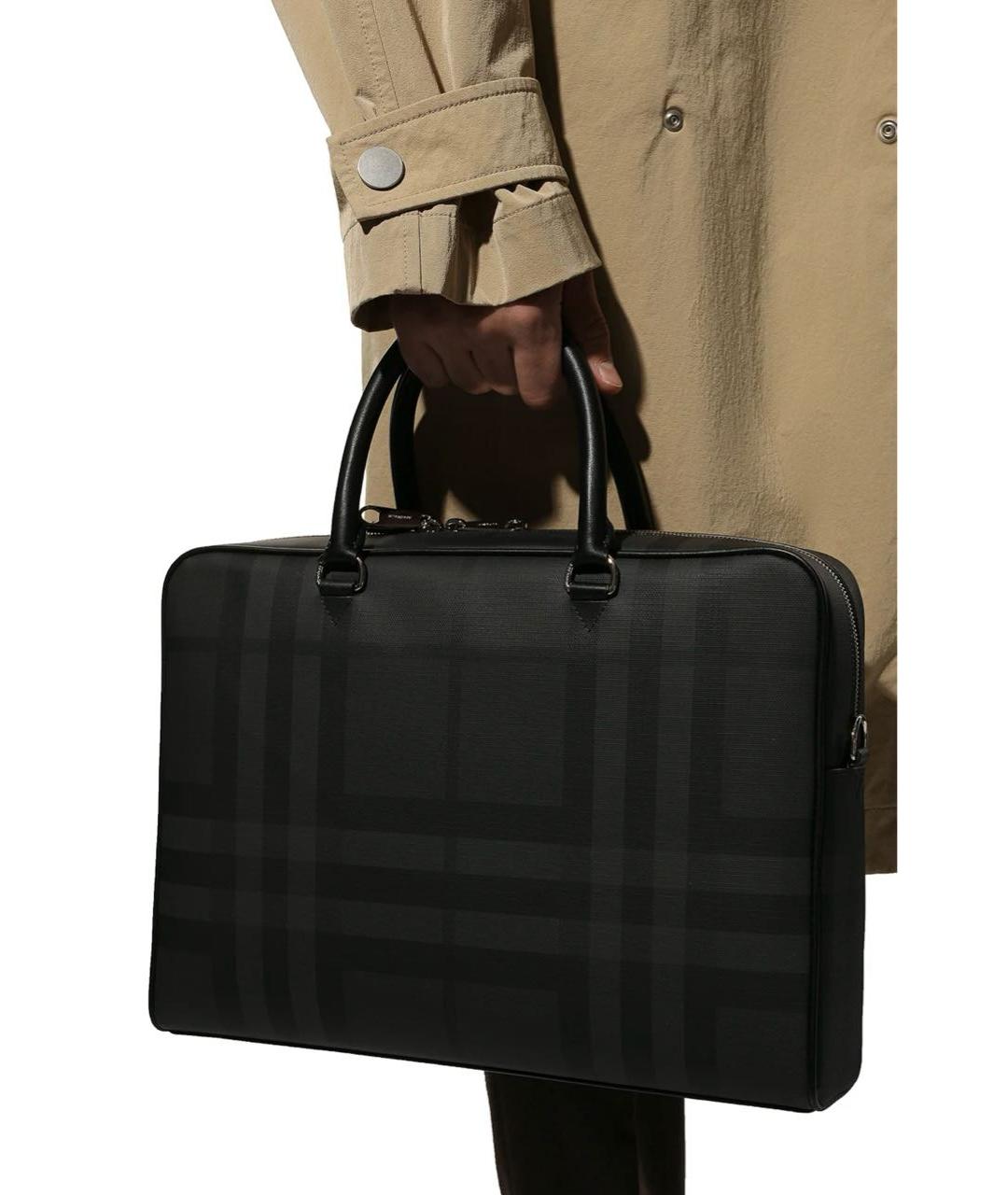 BURBERRY Черный портфель из искусственной кожи, фото 2