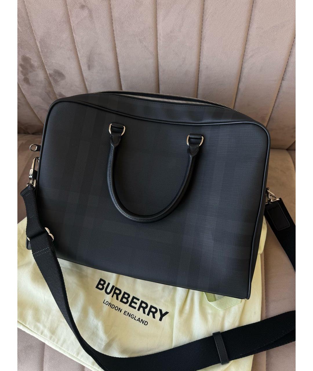 BURBERRY Черный портфель из искусственной кожи, фото 6